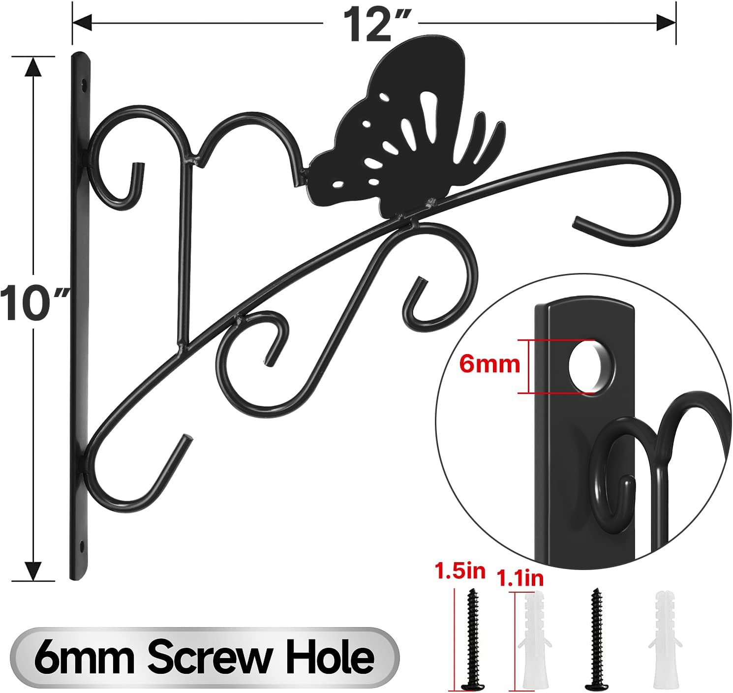 2 Pack Hanging Plant Hanger Outdoor 11 Inch Metal Hanging Brackets Fence Wall Ho