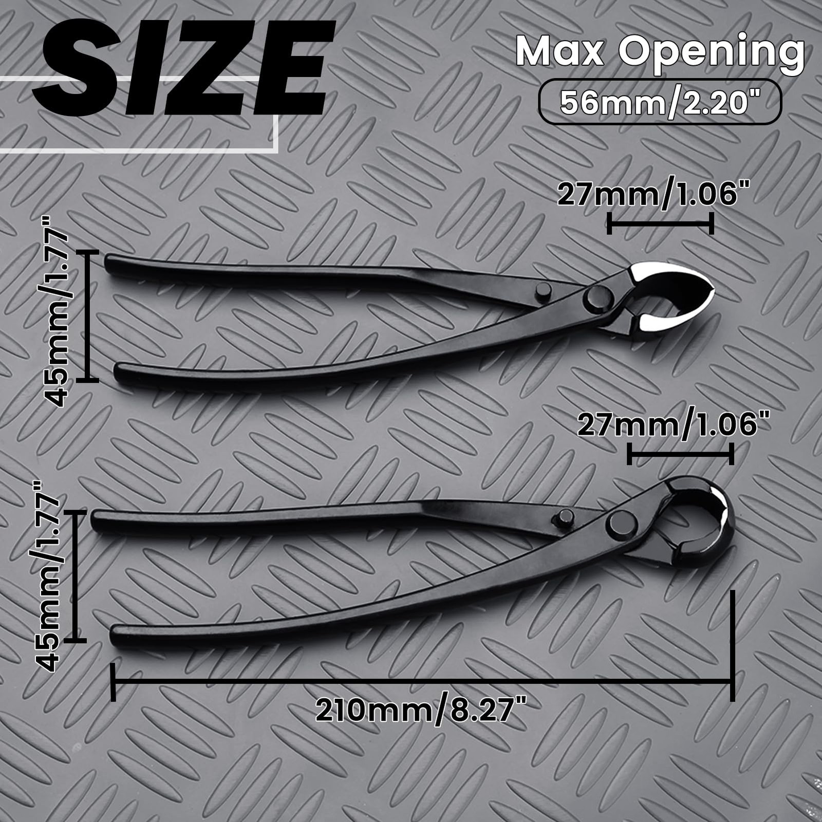 LEONTOOL Bonsai Tool Set – 8″ Concave Cutters and Spherical Knob Black