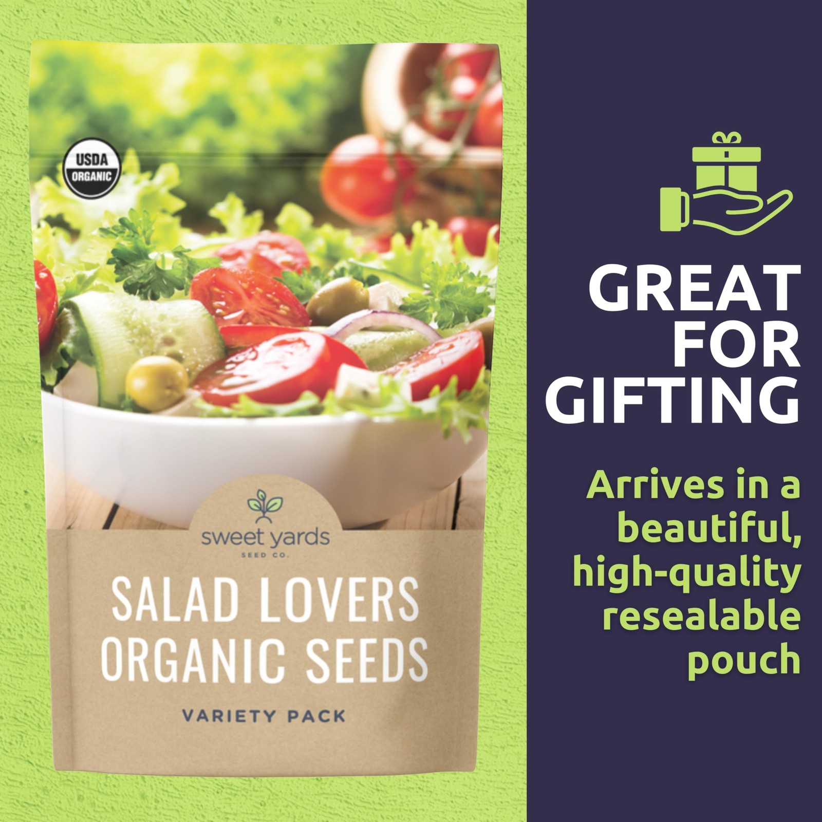 Organic Salad Lover Seeds Variety Pack – 10 Individual Packs – variety pack