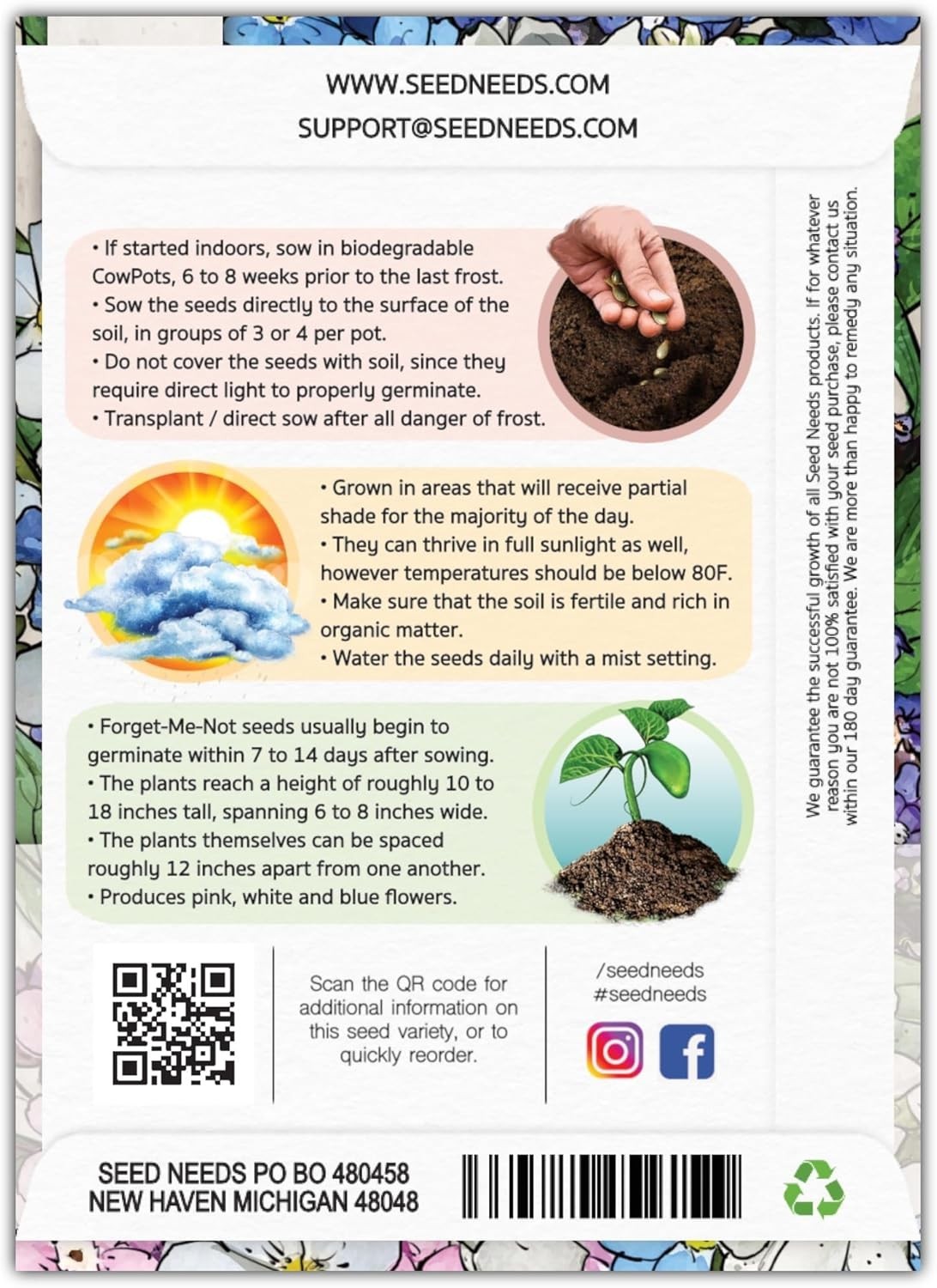 Mixed Forget Me Not Seeds – Heirloom Wildflower Blend for Butterfly Gardens