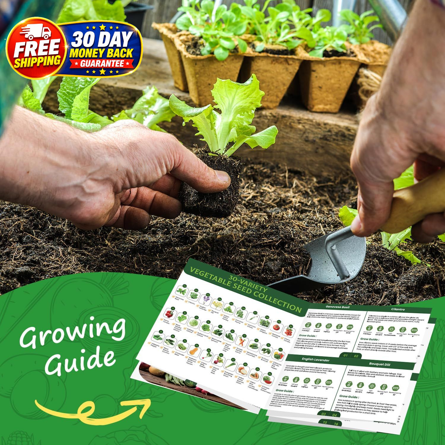 30 Heirloom Vegetable Seeds for Planting, 12,000+ Garden 30-Pack