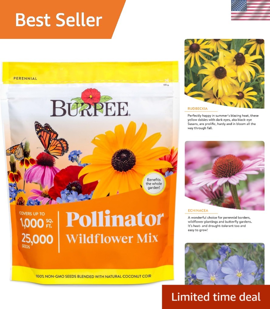 Spring to Fall Blooming – 25,000 Non-GMO Wildflower Seeds for Pollinator Gardens