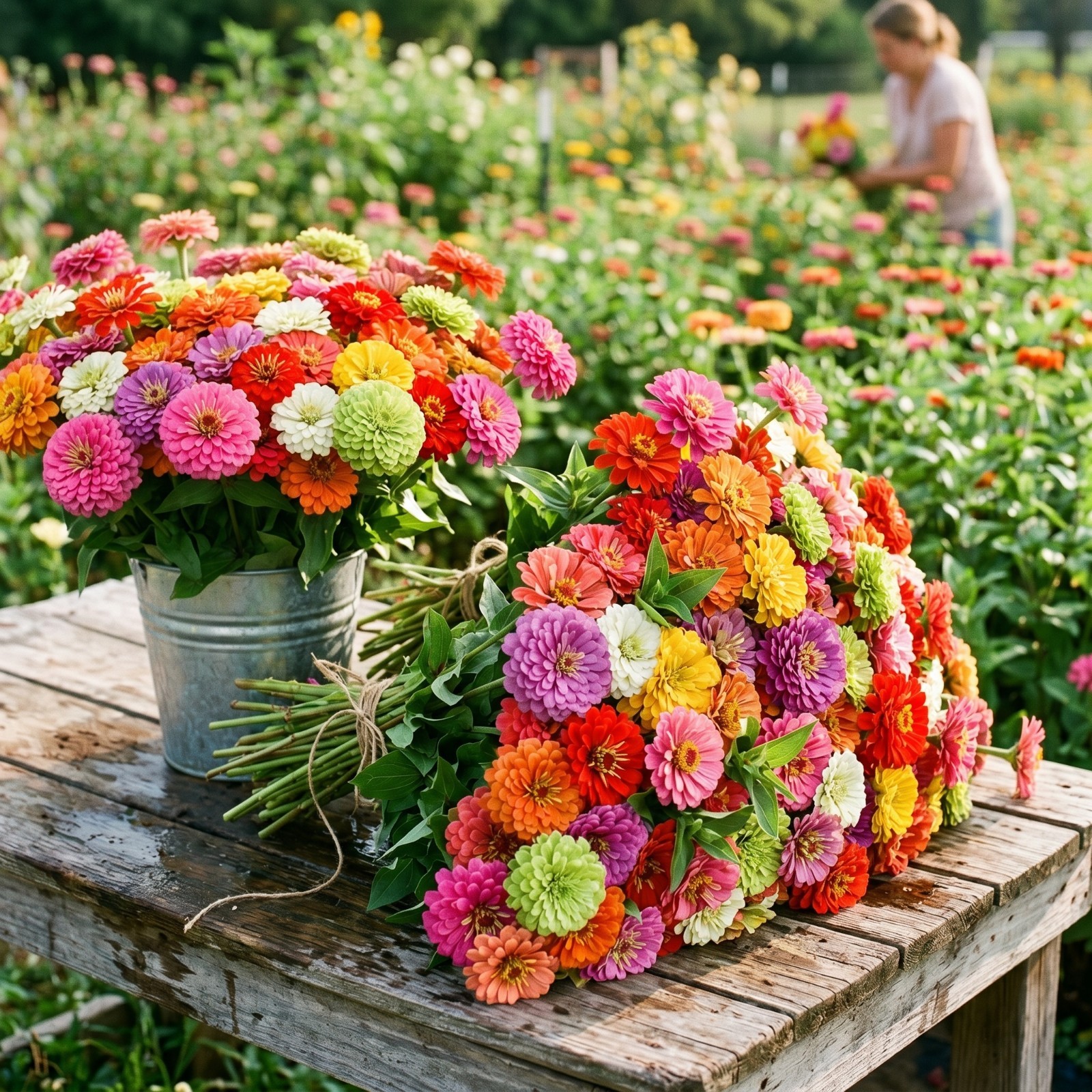 Zinnia GIGANTICA BUTTERFLY MAGNET Mix Flower Garden Huge Double Blooms 50 Seeds!