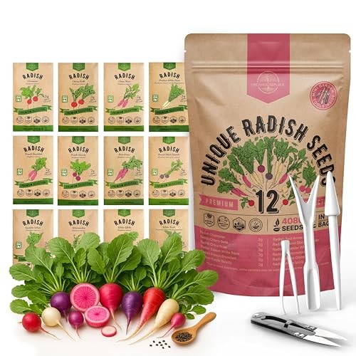 for Indoor & Outdoors 2400+ Heirloom Non-GMO 12 Radish Seeds Variety Pack