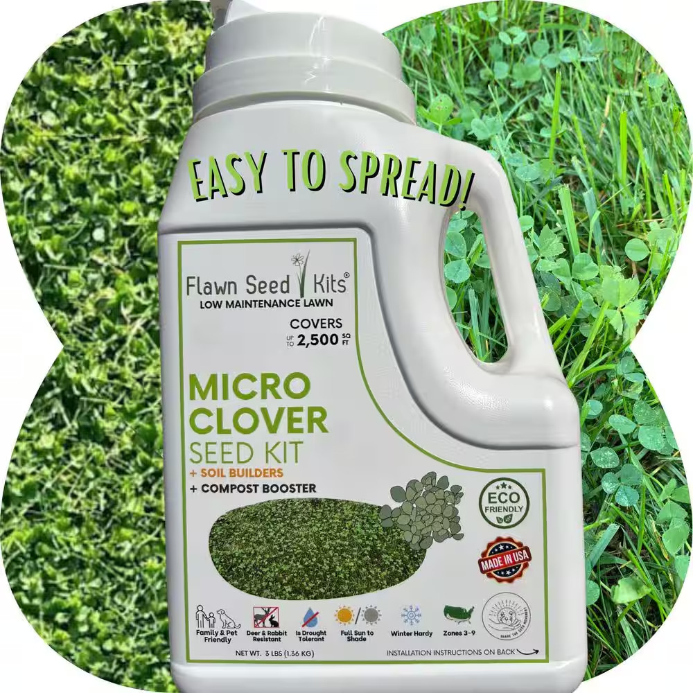 Micro Clover Alternative Grass Seed, Org Coated, Eco-Friendly, Low Growing, Low