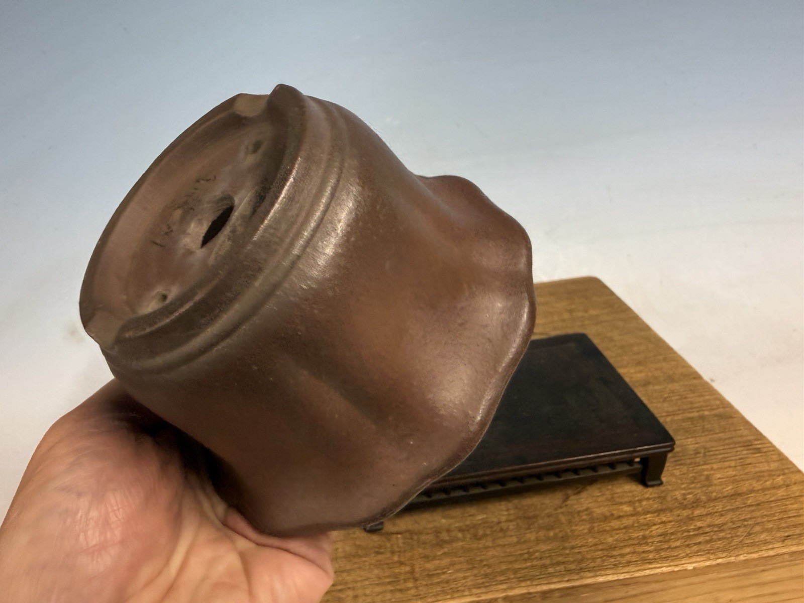 Unglazed Bonsai Tree Tokoname Pot Yamaaki Kiln 5 1/4 By 3” Shohin Semi Cascade