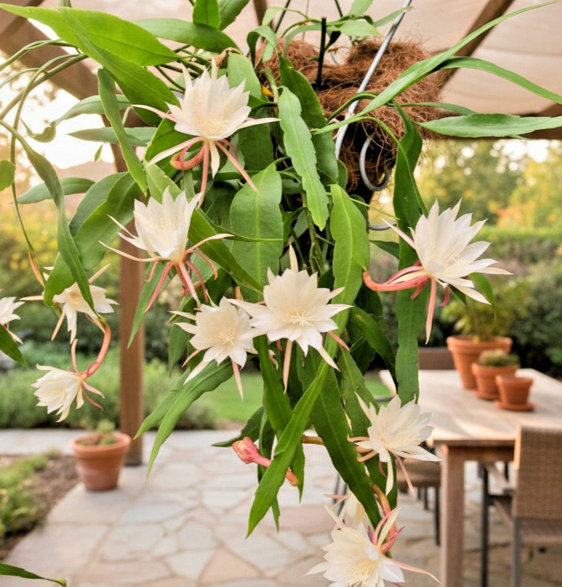 Queen of Night Cactus Epiphyllum Oxypetalum 3″ Pot Rooted Live Blooming Plant