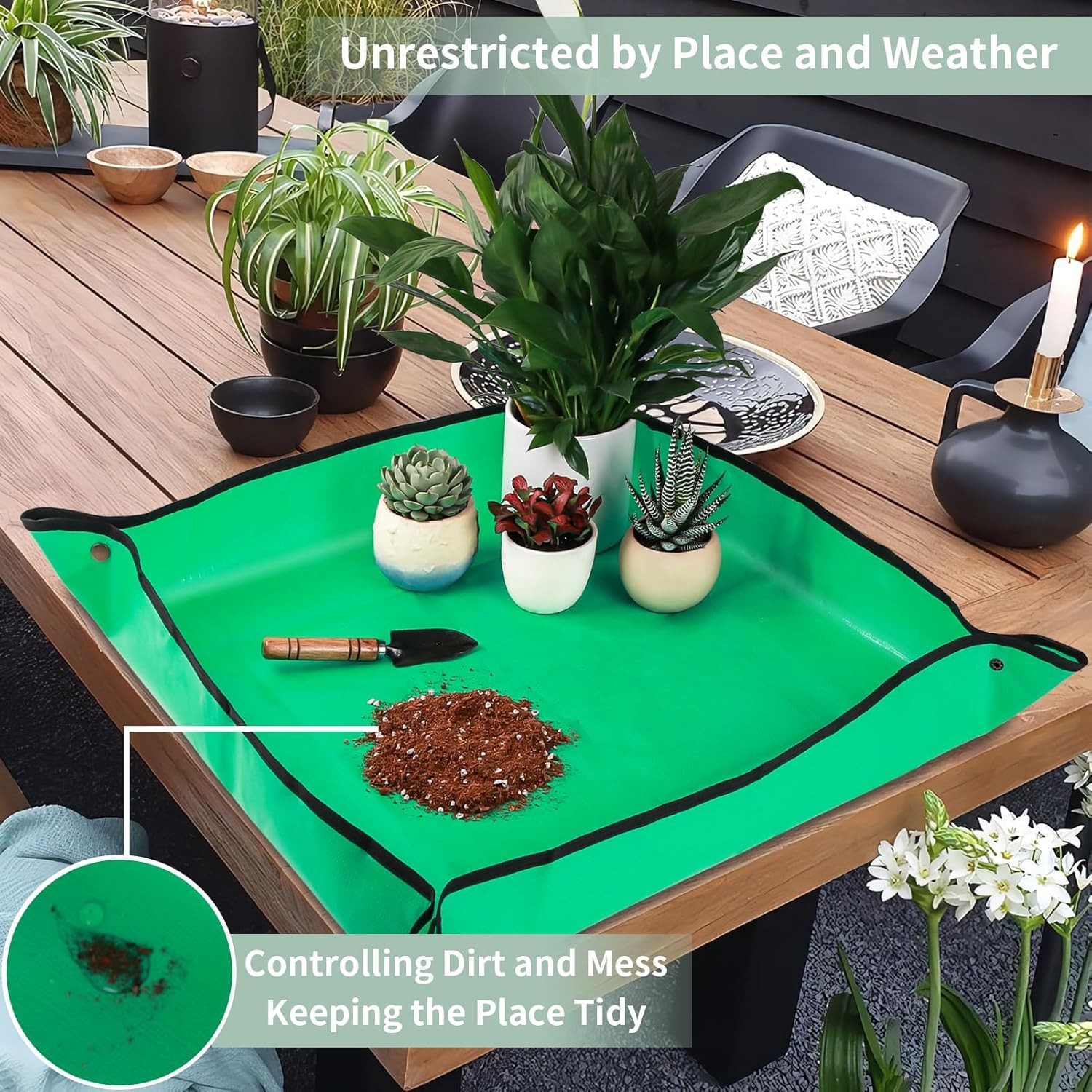 26.8″x26.8″Repotting Mat for Potting Soil Indoor Small 26.8 X26.8, Green