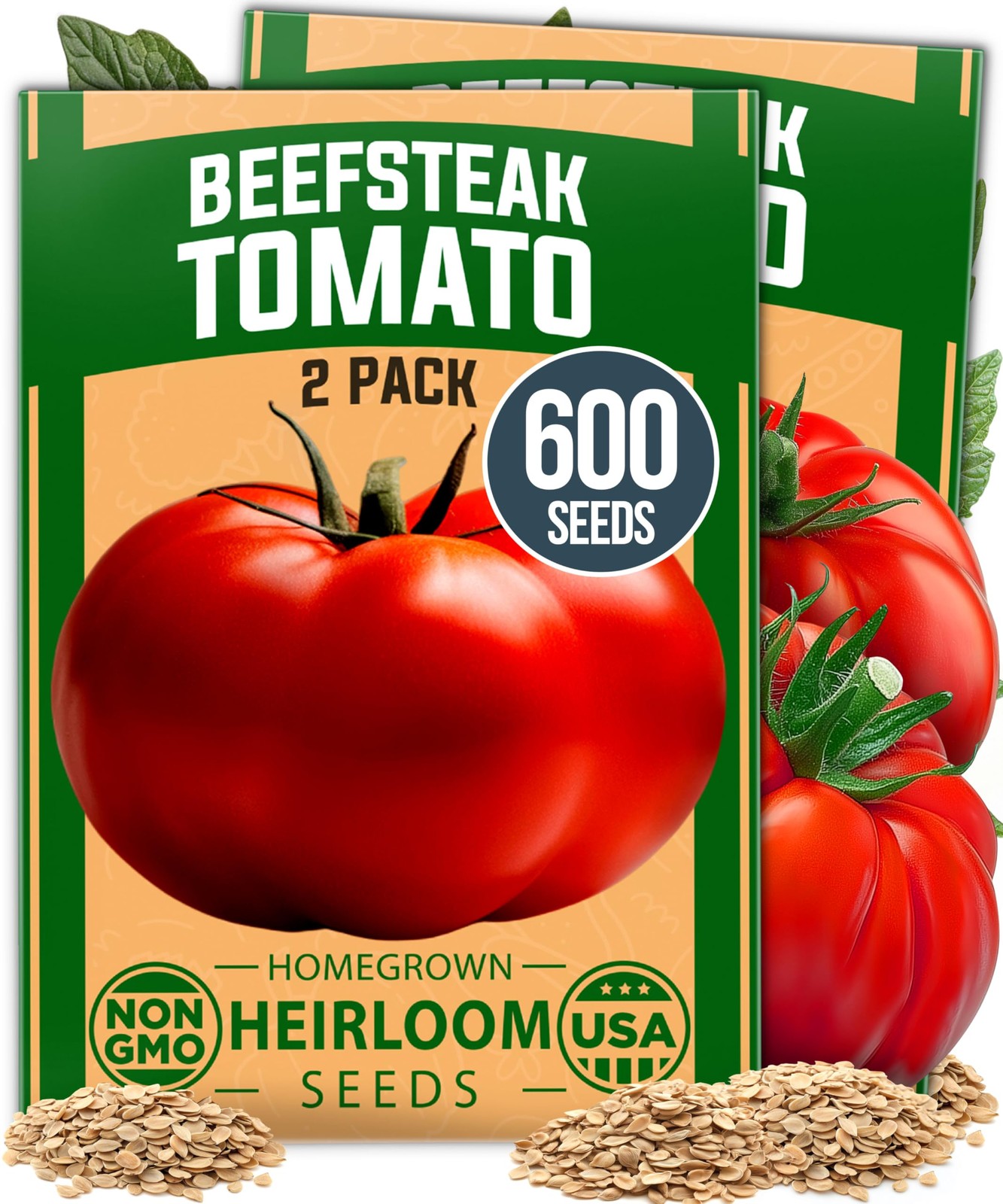 HOME GROWN Beefsteak Tomato Seeds 600+ Heirloom Non-GMO 2-Pack, Multi