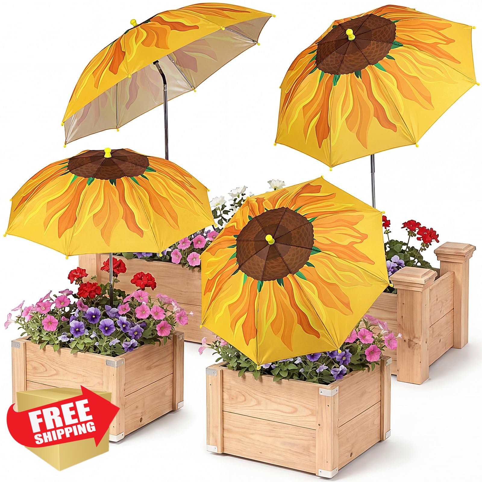 Sunnymove 4pk Plant Umbrellas Sunflower Orange 2