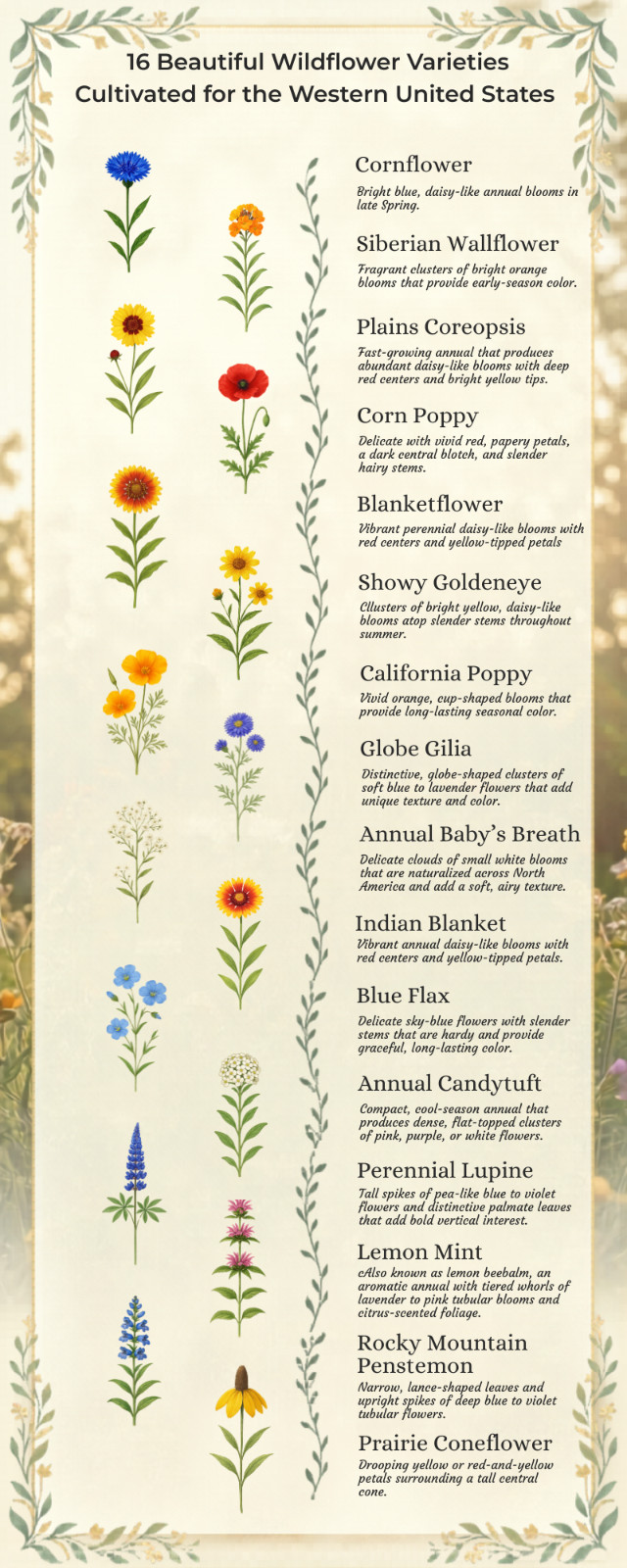 1 Pound Wyoming Western Bulk Wildflower Seed Mix 1lb Covers 3,200sq-ft