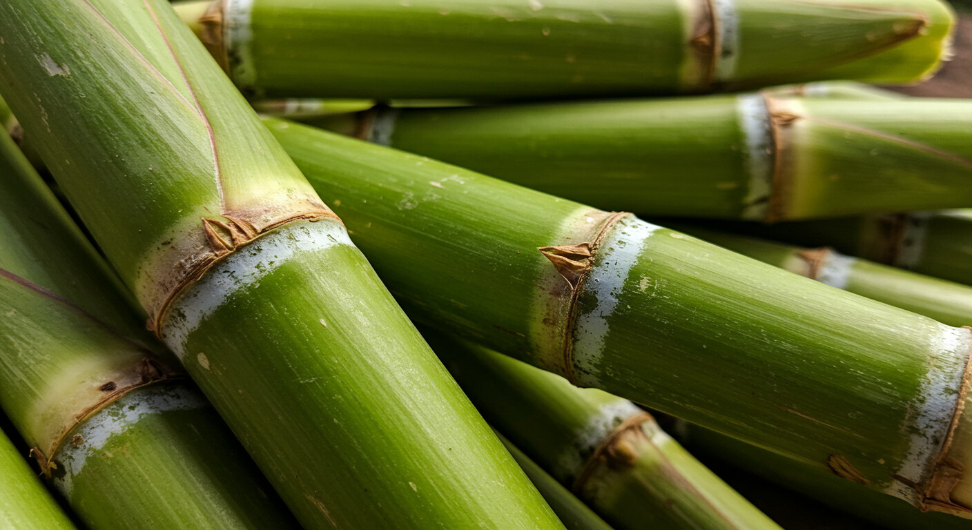 4 PCS FRESH CUT SUGAR CANE STICKS GREEN OR PURPLE 2 nodes EACH (ROOTED/UNROOTED)