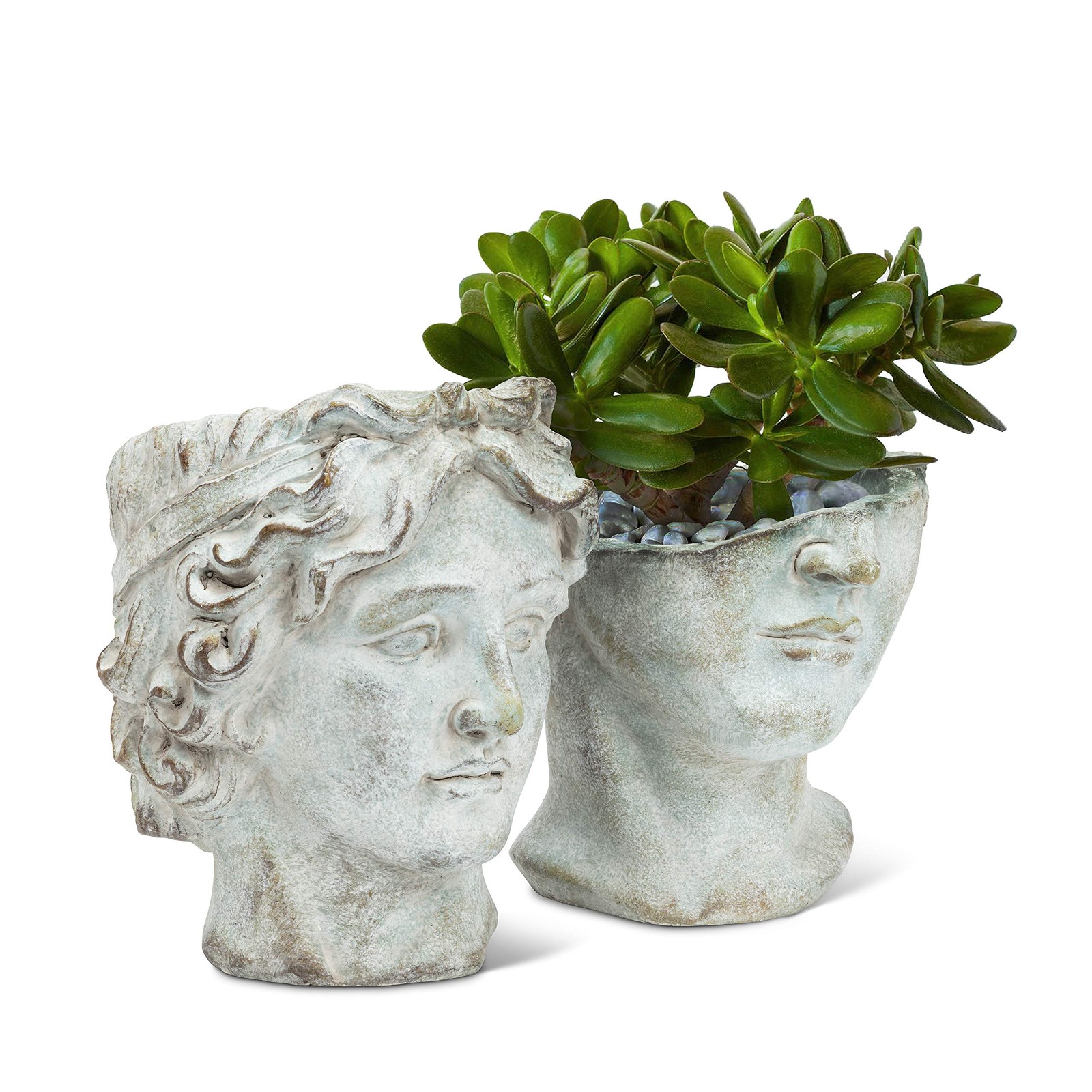 Abbott Collection Athens Half Male Face Planter – Cement, Grey (7″ H)