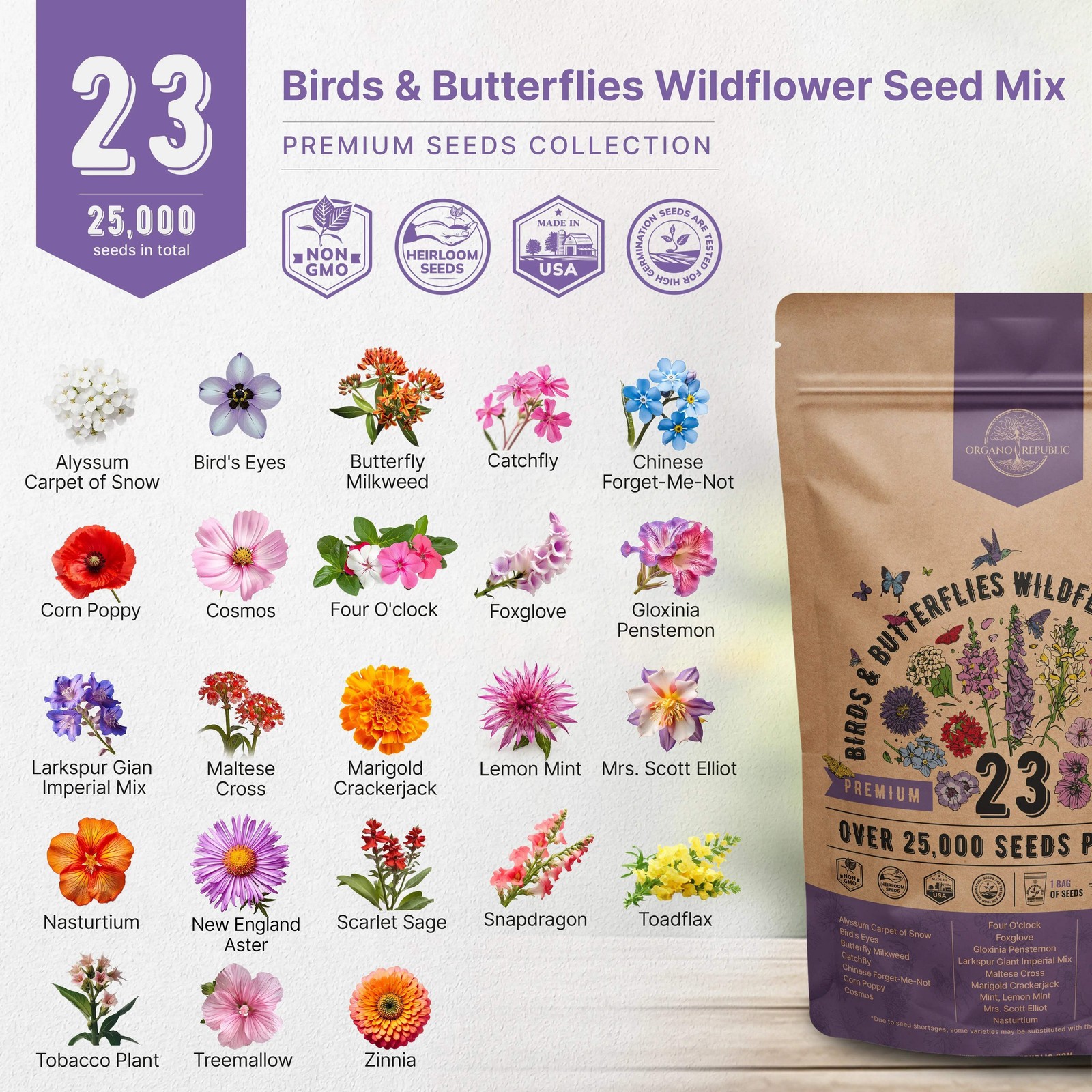 23 Birds & Butterflies Wildflower Seeds Mix