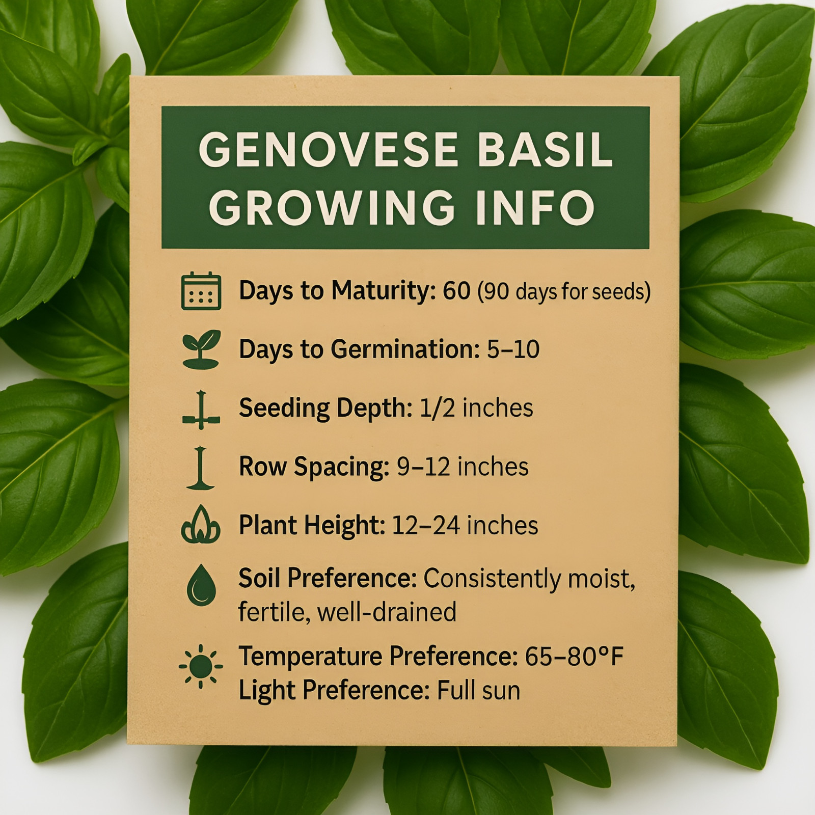 Bloomtiva 2600 Genovese Basil Seeds for Planting – Heirloom Non-GMO Herb Seeds