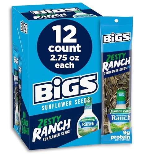Zesty Ranch Sunflower Seeds – Perfect Snack for Sports Fans, 2.75 oz, Pack of 12