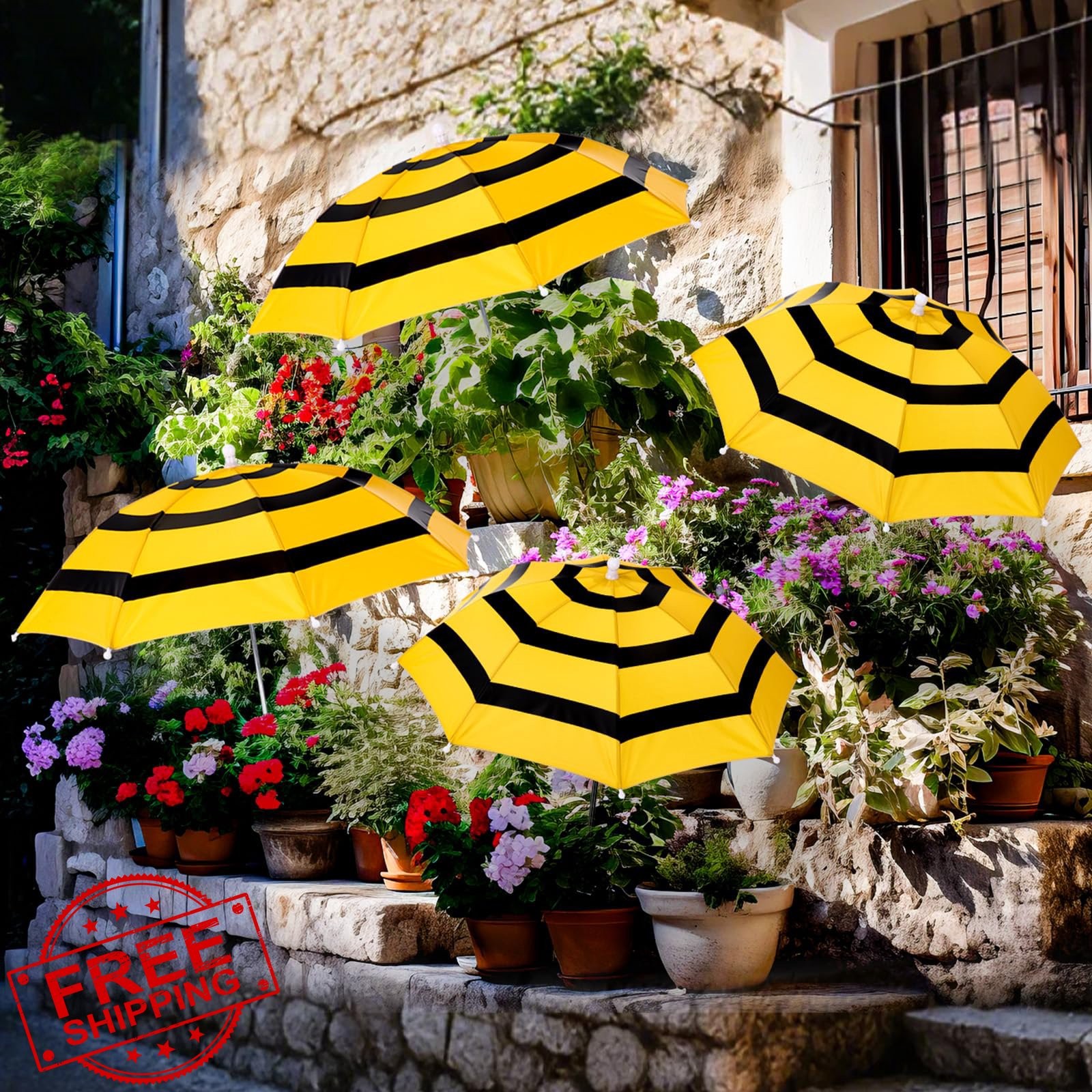 Sunnymove Plant Umbrellas Bee Yellow 3 4pk