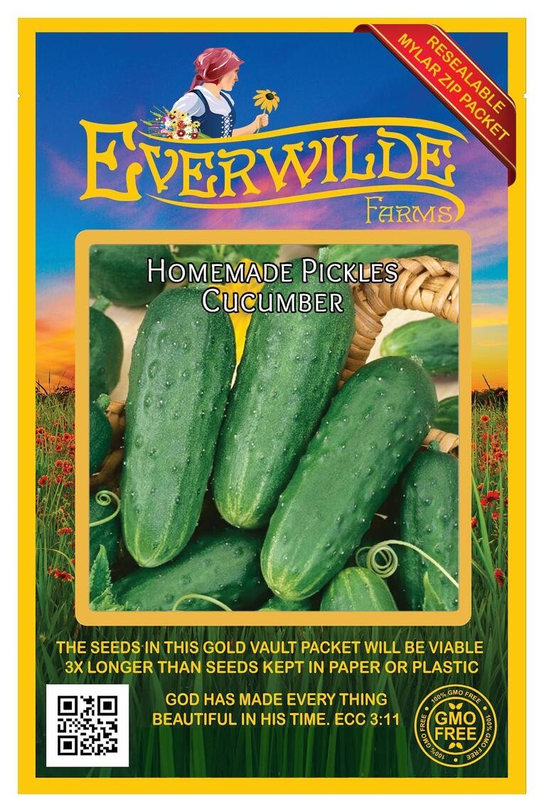 100 Homemade Pickles Cucumber Seeds – Everwilde Farms Mylar Seed Packet