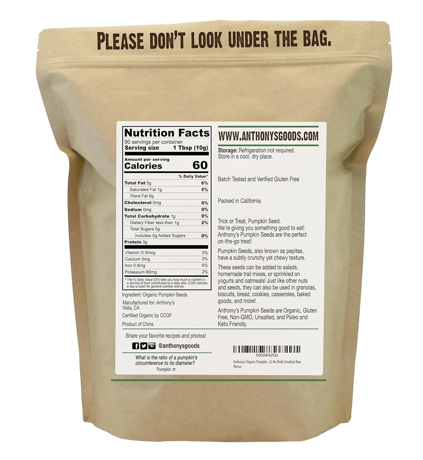 Organic Pumpkin Seeds, 2 lb – Gluten Free