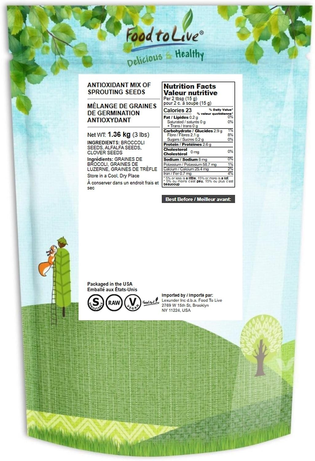 High Germination Rate Sprouting Seeds Mix, 3 lbs
