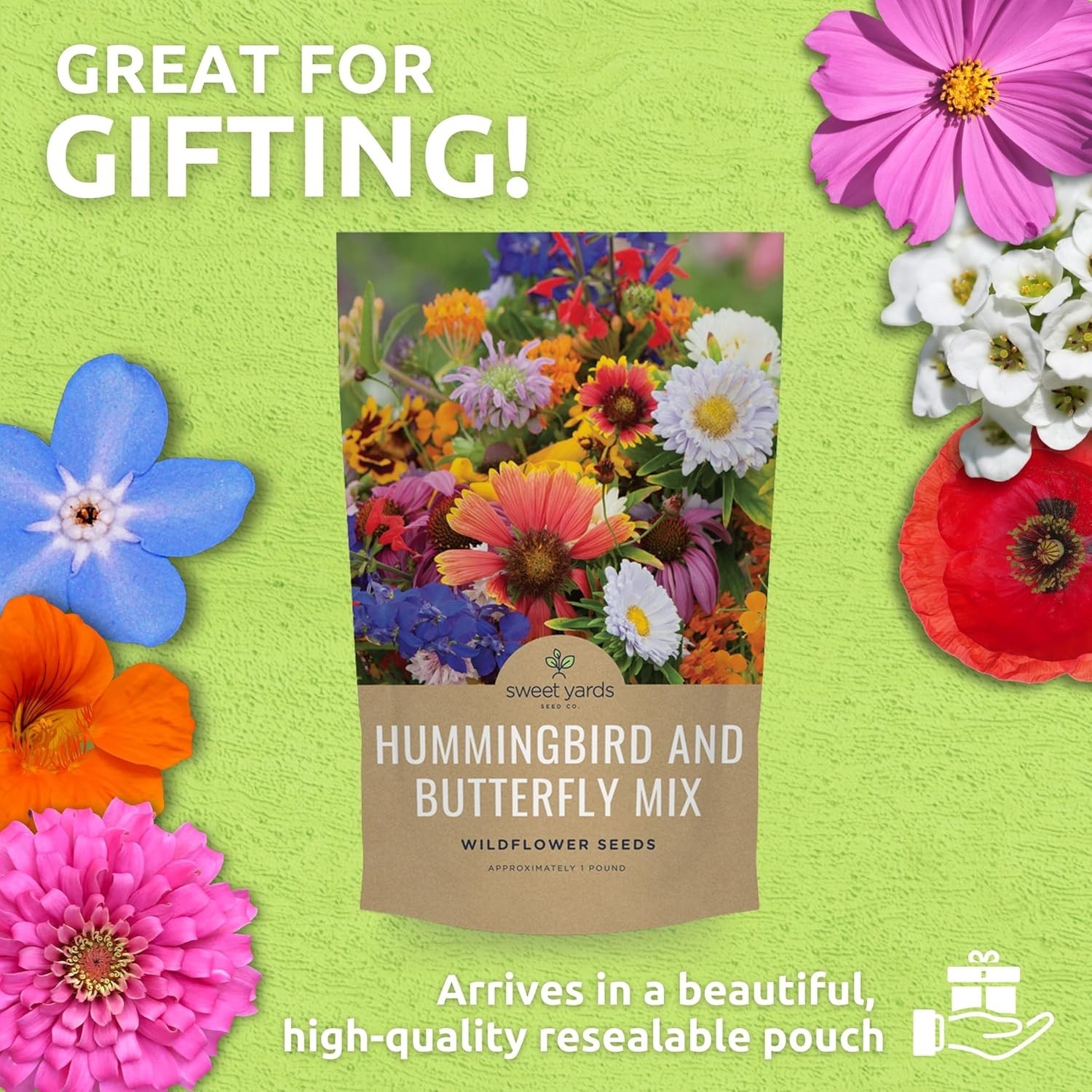 Bulk Wildflower Seeds Butterfly and Hummingbird Mix – 1 Pound Bag – Over 120,…