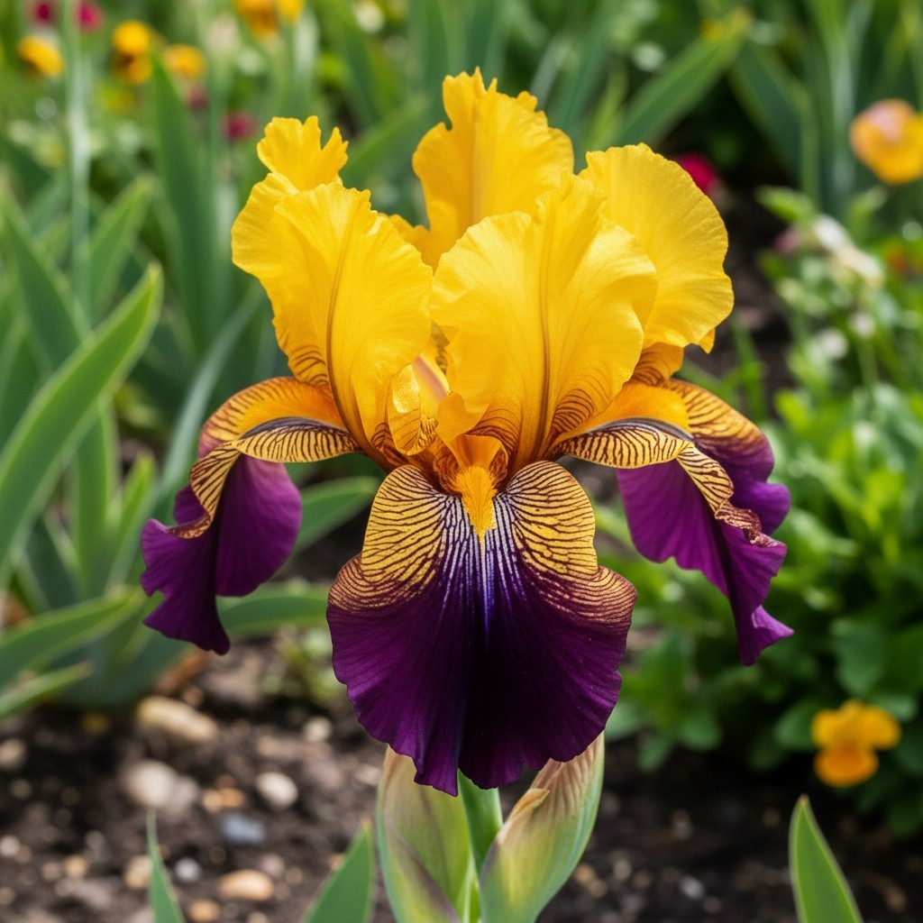 50 Bearded Iris Seeds – Yellow and Purple Bicolor Garden Flowers