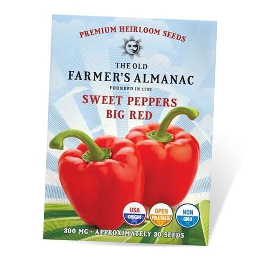 The Old Farmer’s Almanac Heirloom Sweet Pepper Seeds (Big Red) – Approx 30