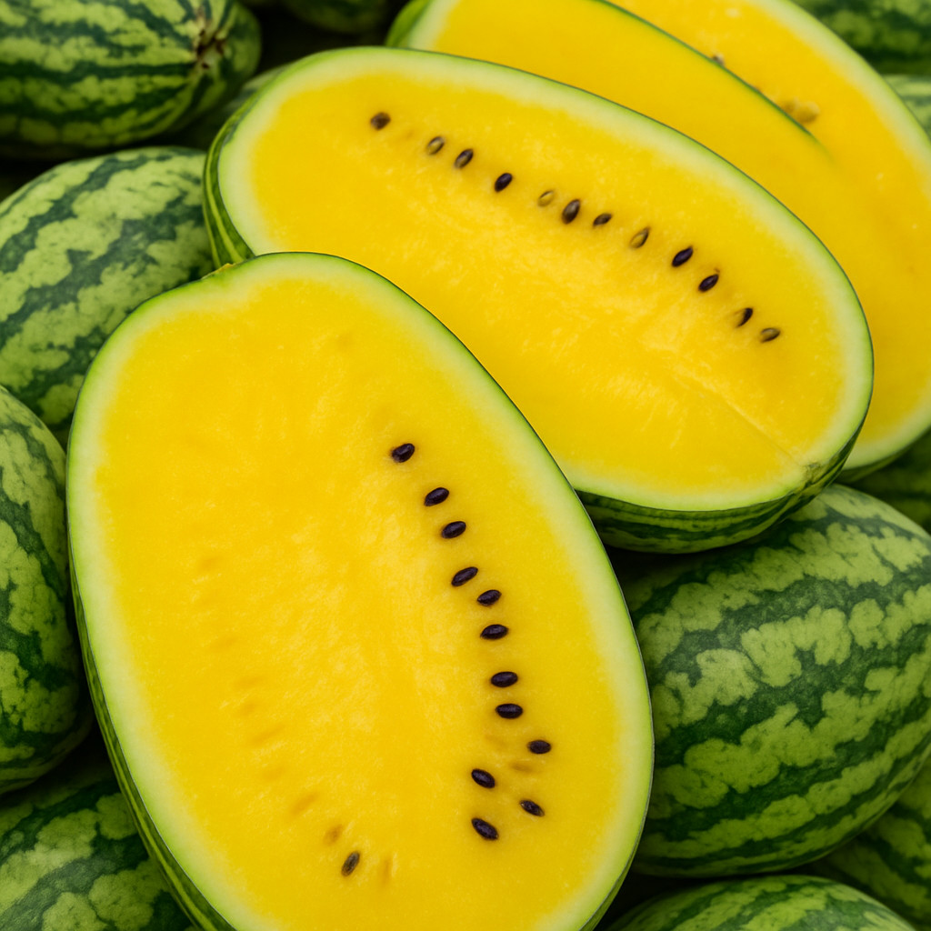 25 Yellow Watermelon Seeds – Heirloom Yellow Crimson Sweet – Organic NonGMO