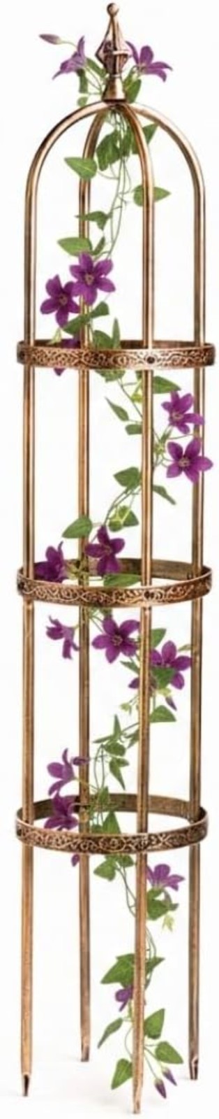 Elegant 5’H Metal Garden Obelisk – Stunning Antique Copper Trellis for Climbi…