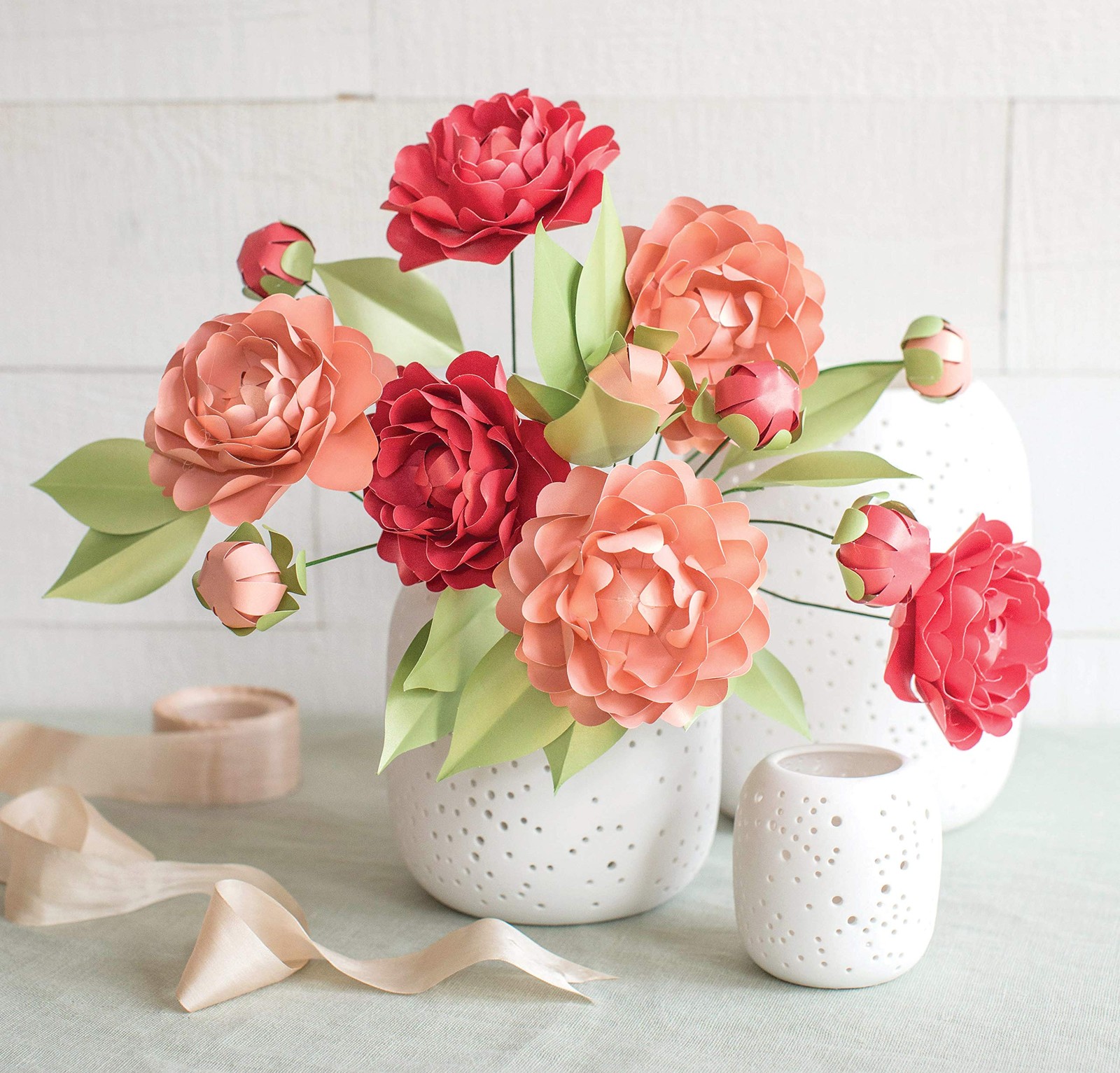 21 PCS Frosted Paper Blooms Camellia Flowers 6×6.5 Inch Assorted Colors