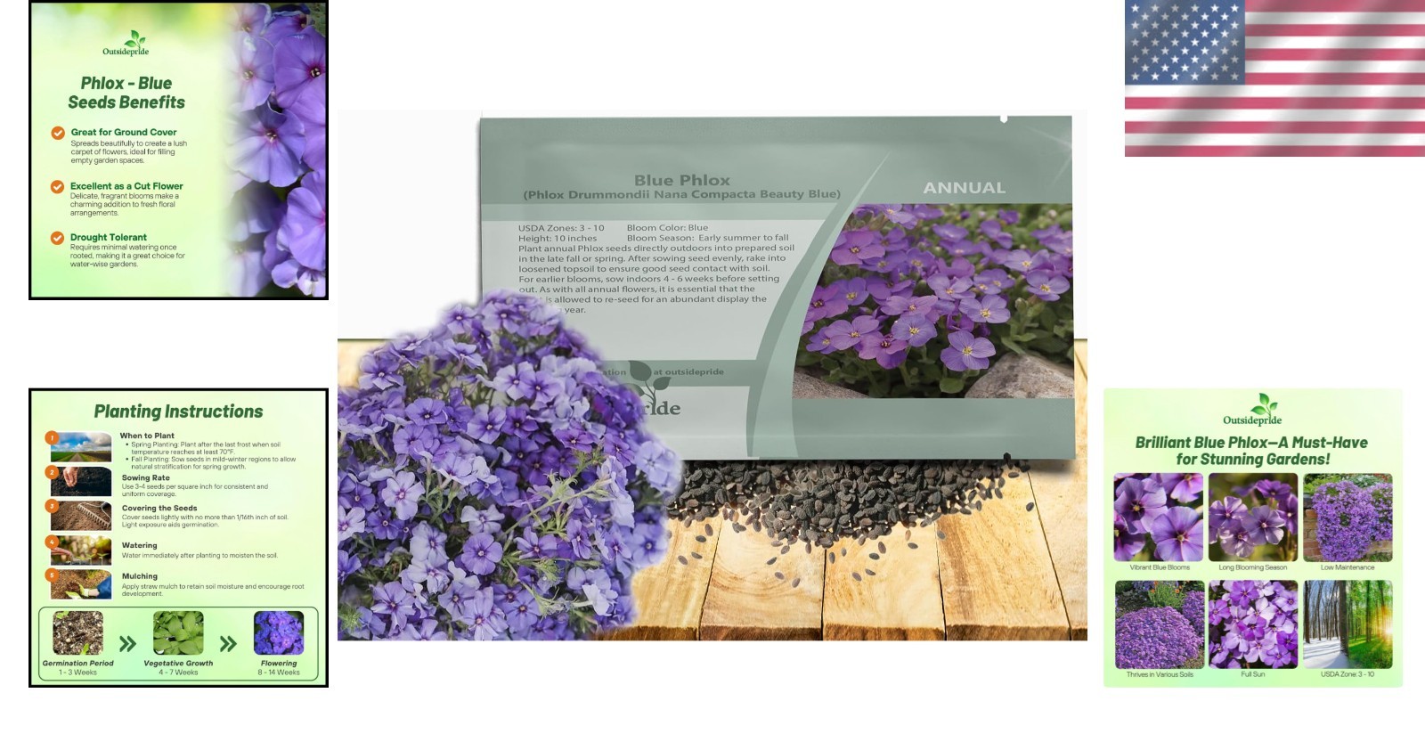 Heirloom Blue Phlox Seeds – 1000 Pcs for Full Sun Gardens & Floral Arrangements