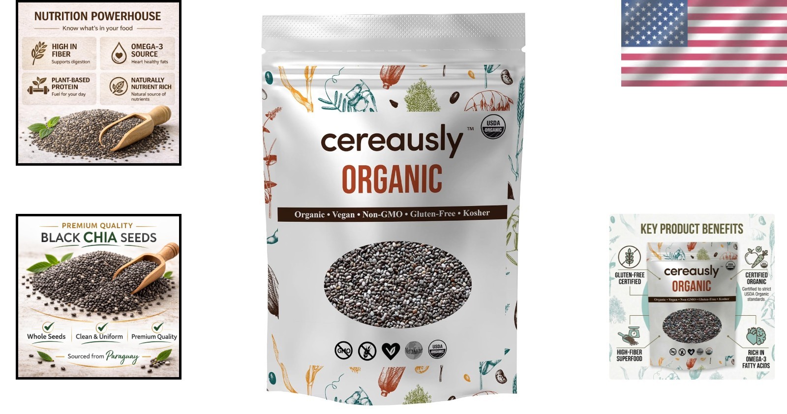 Organic Black Chia Seeds 10 Lb Bulk – Non-GMO, Gluten-Free