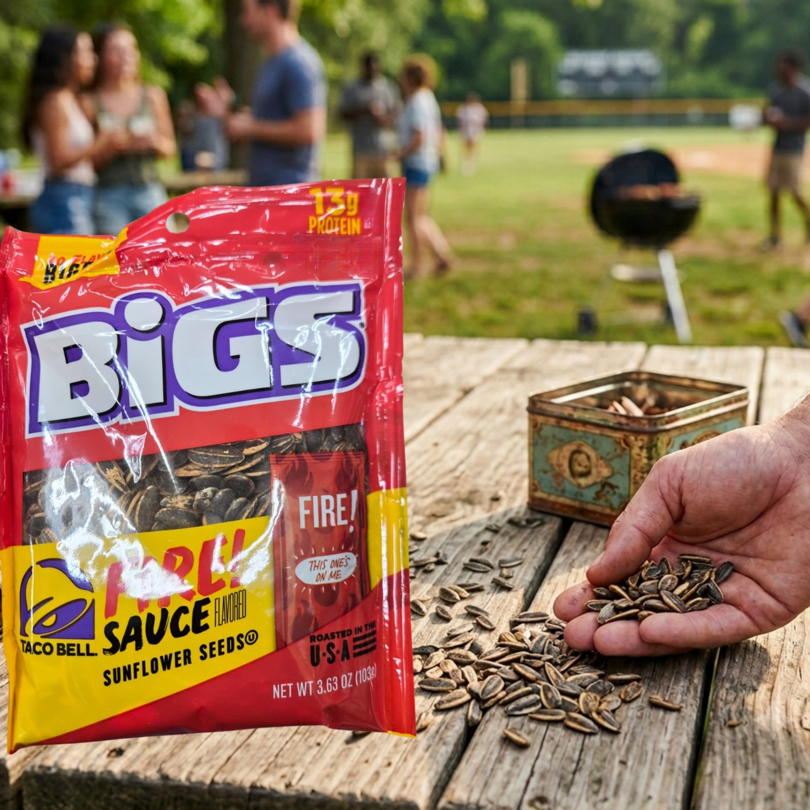BIGS Fire Sauce Sunflower Seeds 3.63 Oz Pack of 3 Hot Spicy Roasted Snacks
