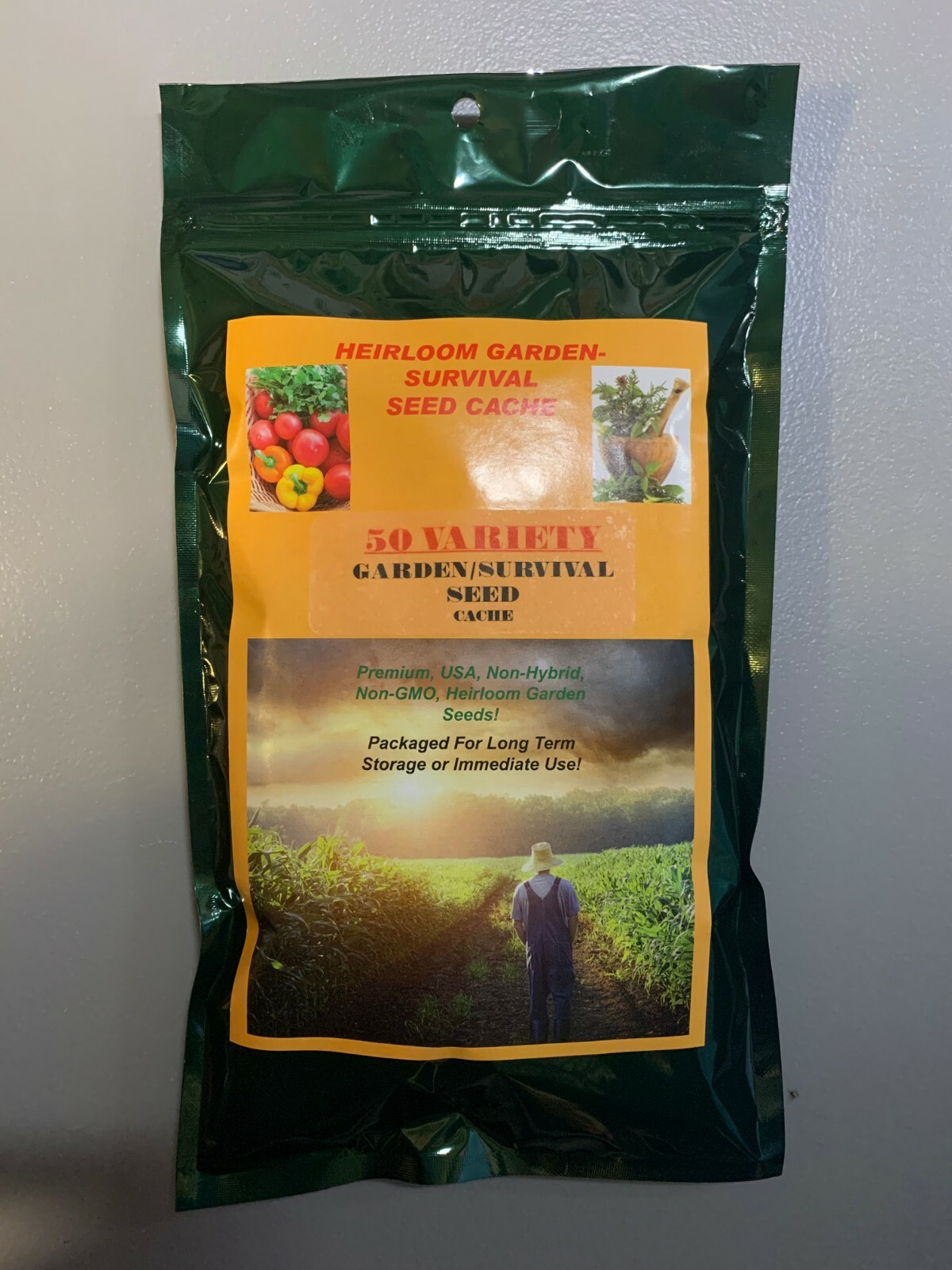 22,000 Seed 50 Variety Survival/Garden Cache includes $29.99 Herb Pack, Heirloom