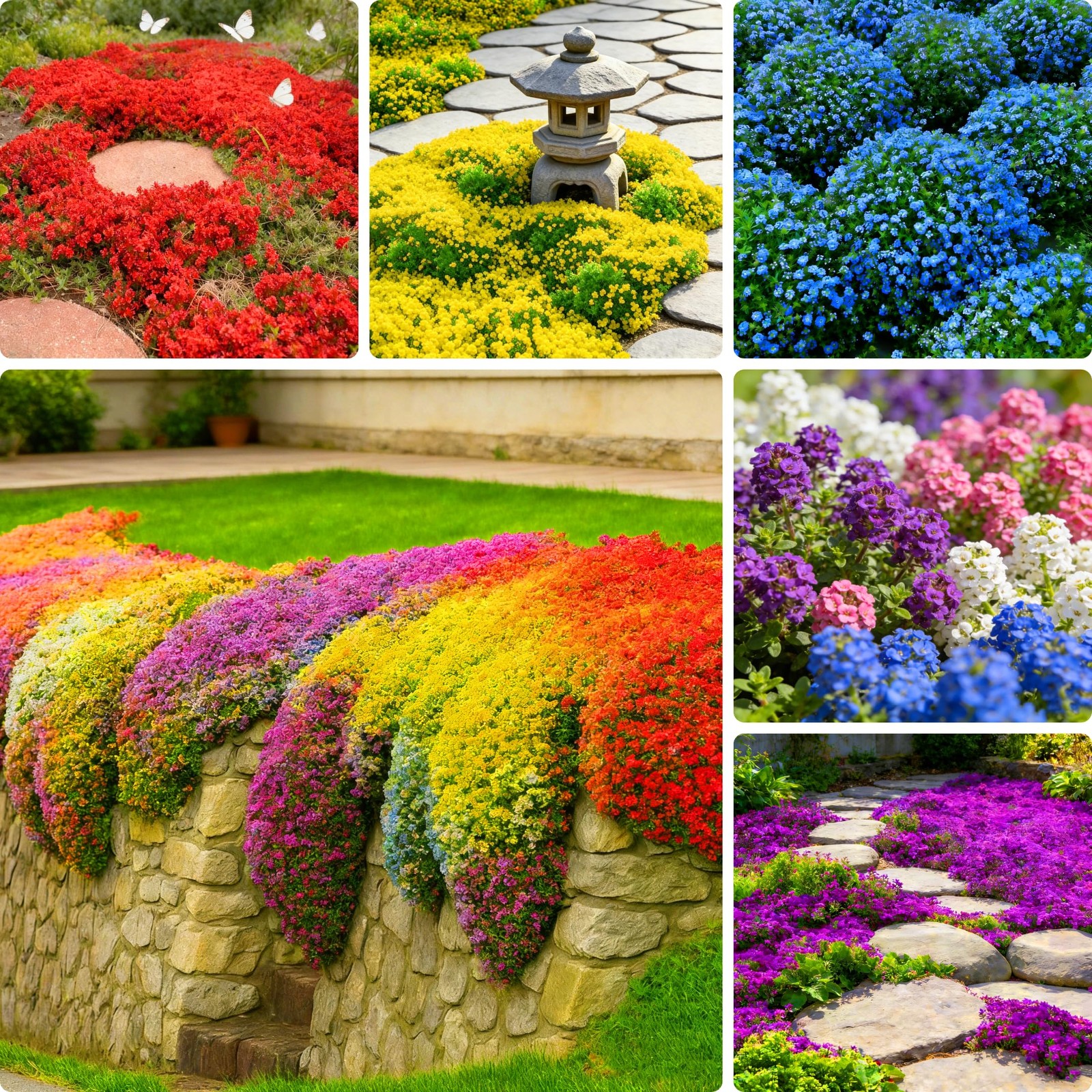 Mix Creeping Thyme Ground Cover Flower Seeds for Planting, 20000+pcs Perennia…