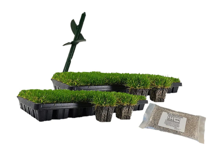 Zoysia Plug Starter Package – 100 Plugs, Fertilizer & Tool
