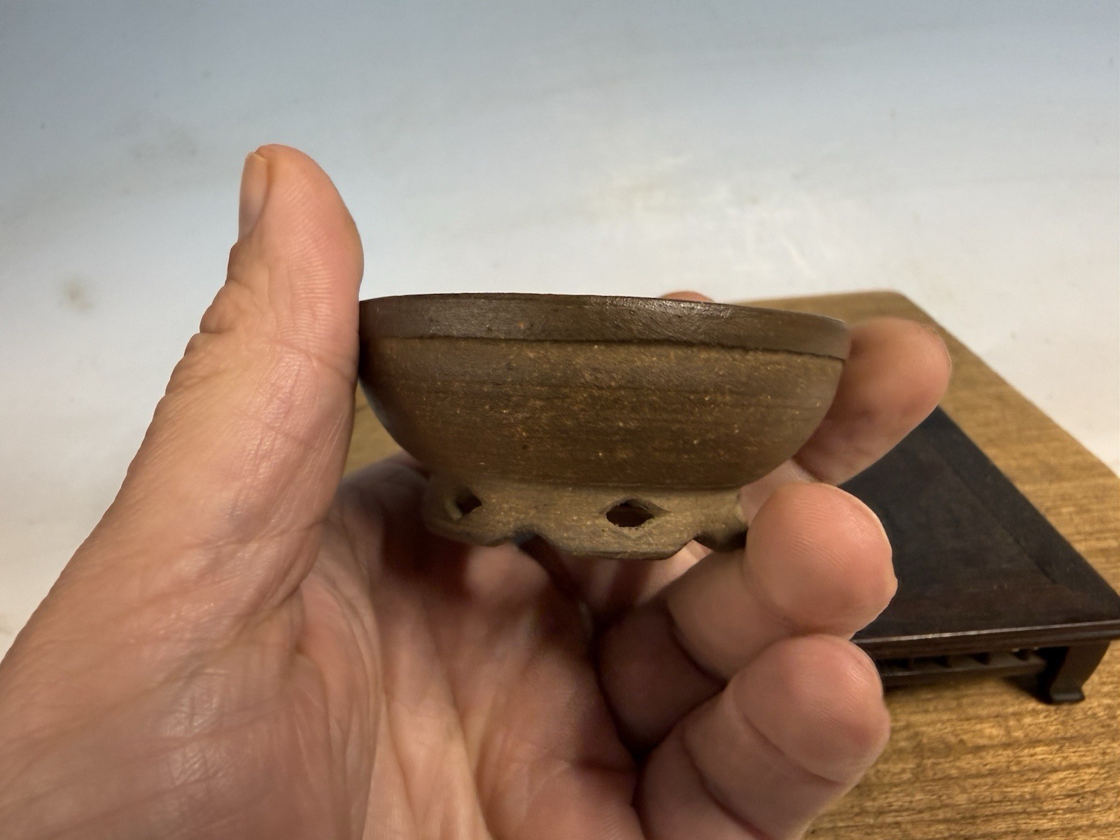 Japanese Unknown Maker Shohin Bonsai Tree Pot 2 3/4 By 1 1/4”unglazed Handmade