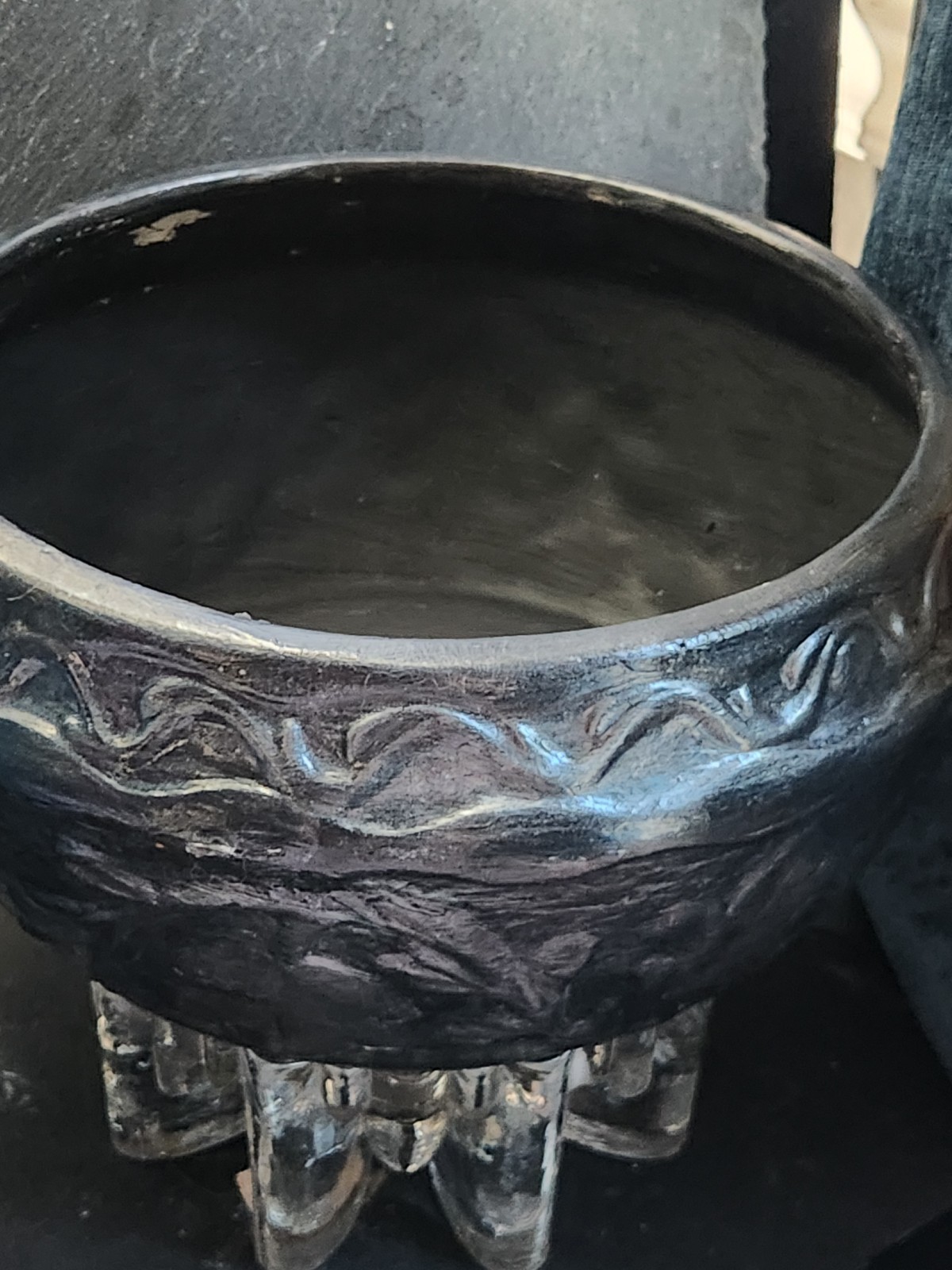 Live Burgundy Cordyline in Hand-Finished Charcoal & Silver Embossed Planter