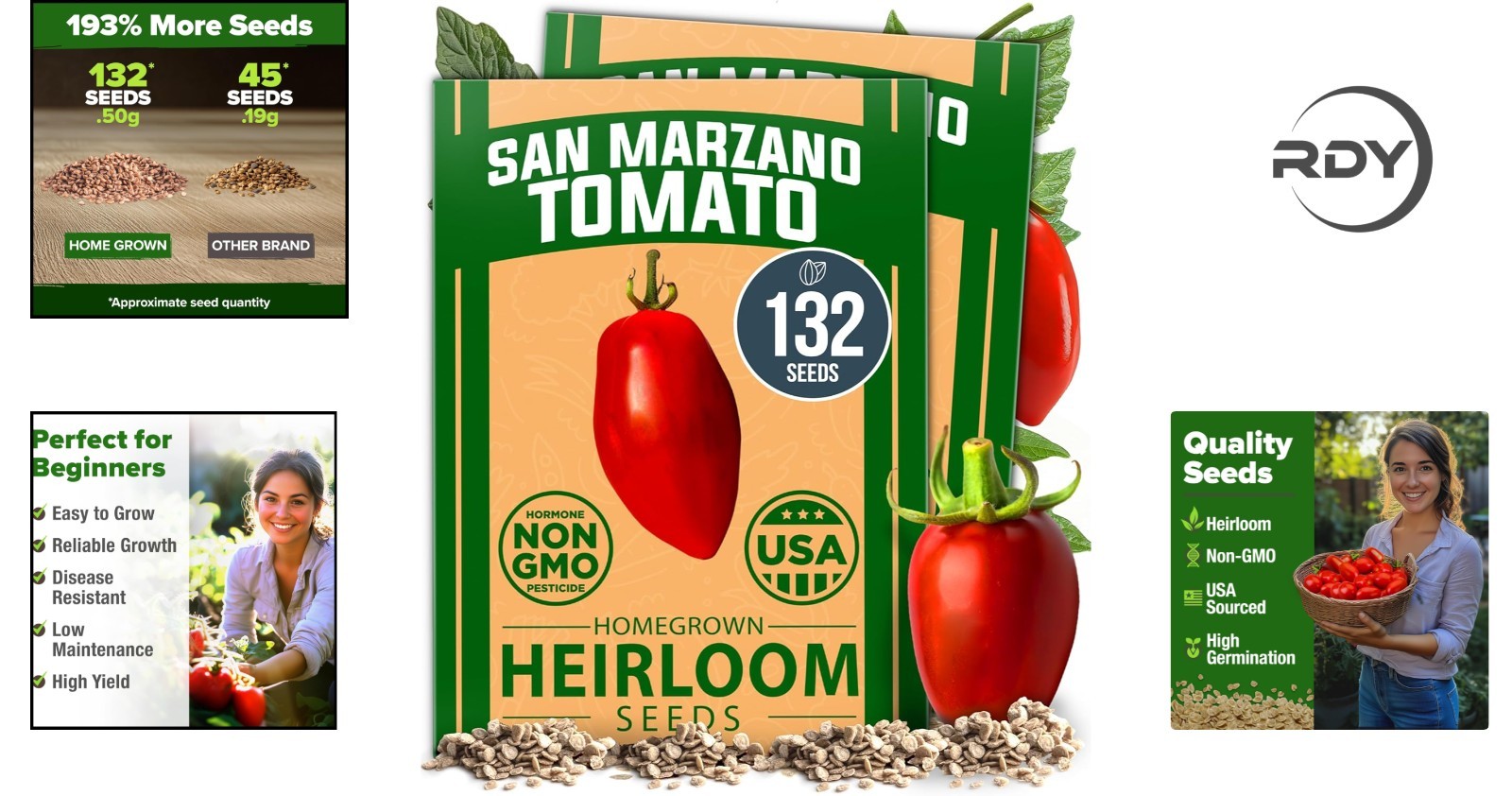 Versatile 132 Heirloom San Marzano Tomato Seeds for Indoor & Outdoor Planting
