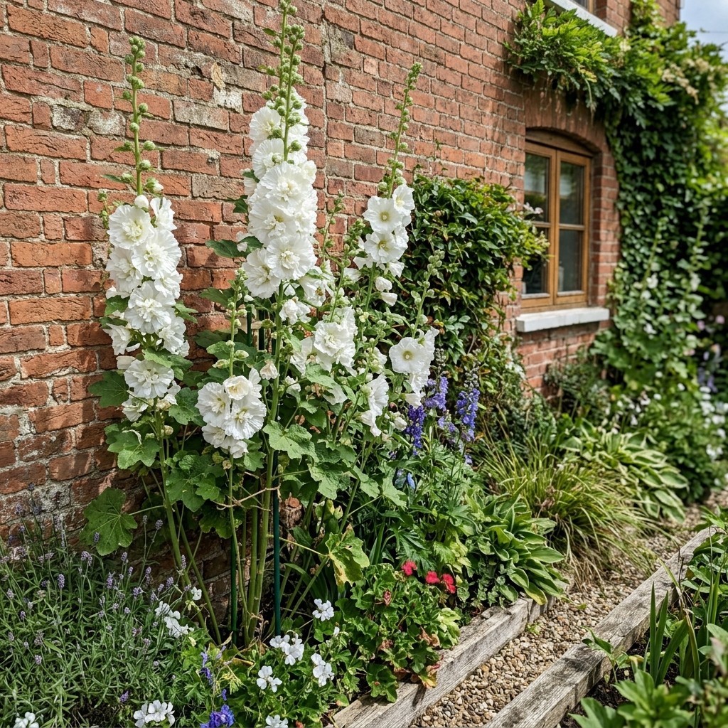 Beautiful 100 Hollyhock Flower Seeds, Double White – Vibrant Floral Display