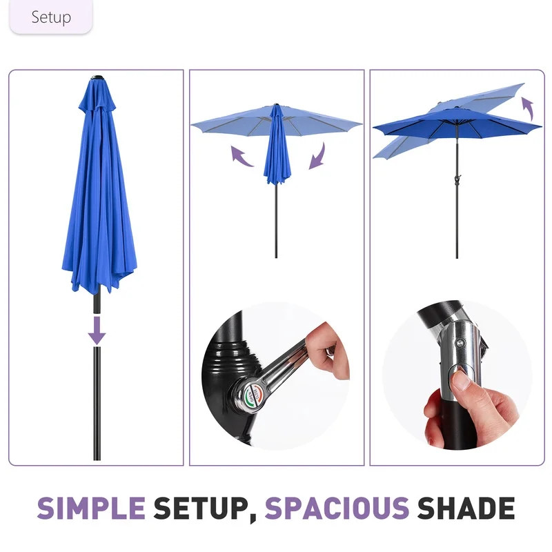 Garden & Patio 9FT Outdoor Patio Umbrella Market Table Polyester Fabric Canopy