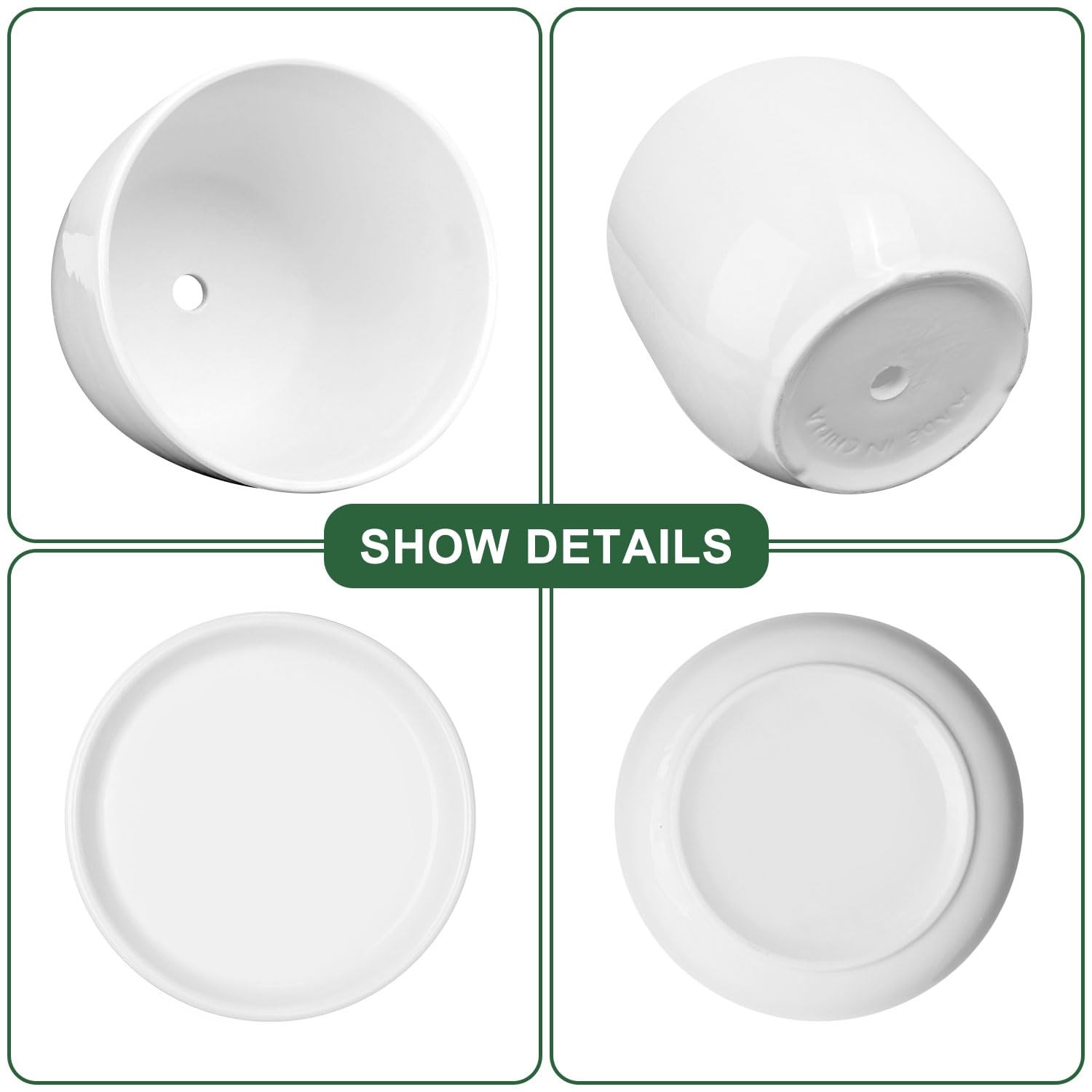 YUFDA Ceramic Plant Pots,White 5.5 Inch Flower Pots for Plants,Ceramic Planter w
