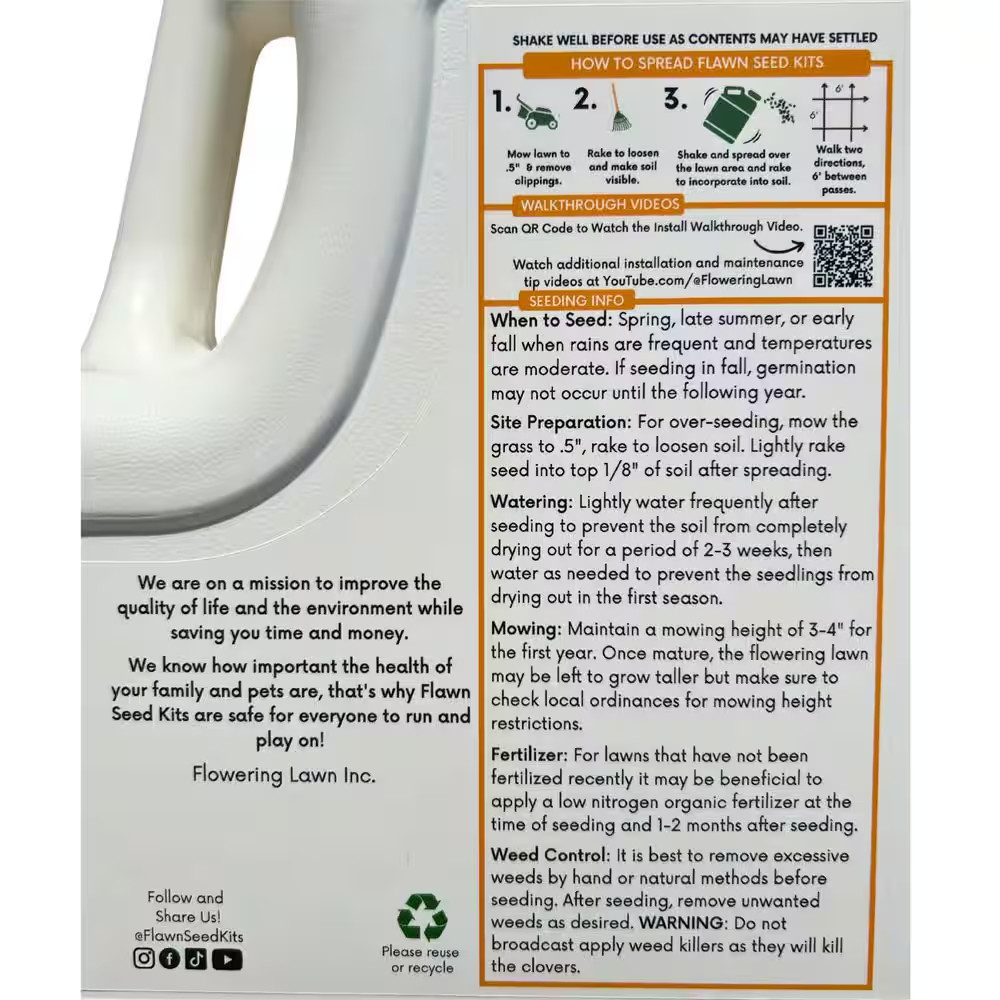 Micro Clover Alternative Grass Seed, Org Coated, Eco-Friendly, Low Growing, Low