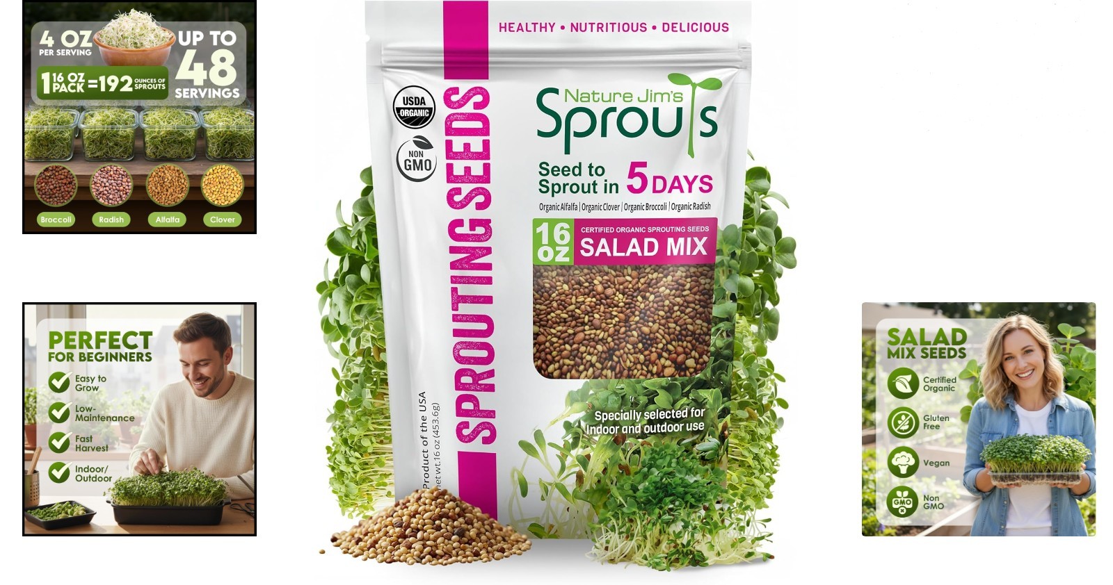 Quality Organic Microgreen Seeds – Broccoli & Alfalfa Mix for Quick Growth (1lb)