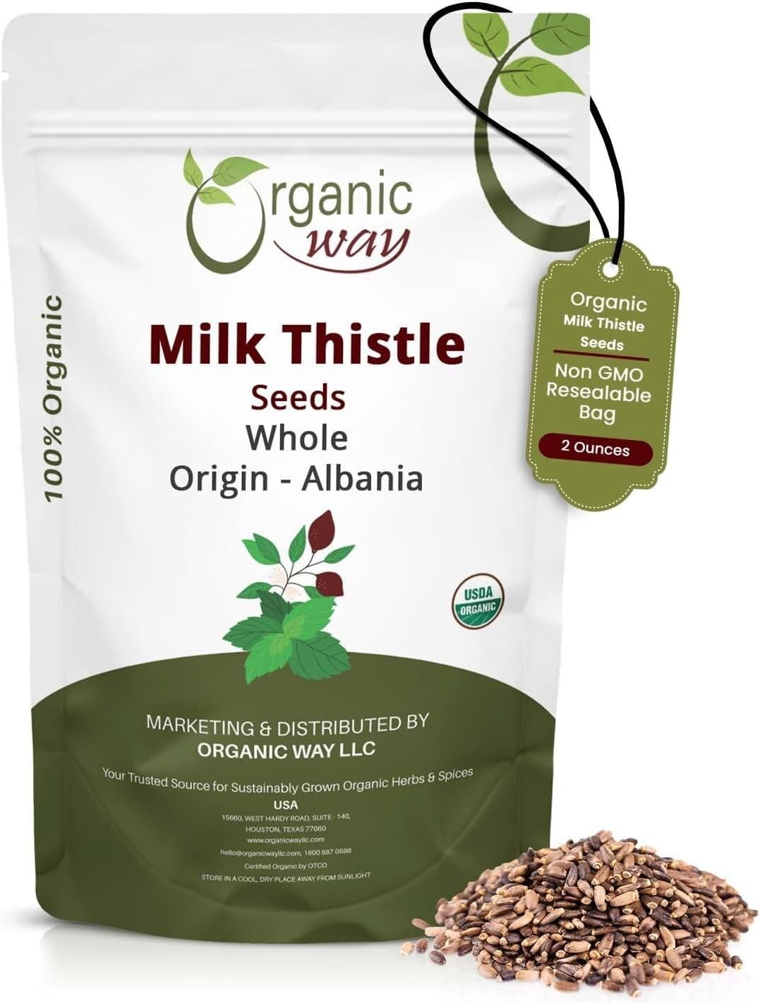 Whole Milk Thistle Seeds 2 Oz – Resealable Bag for Freshness & Versatility