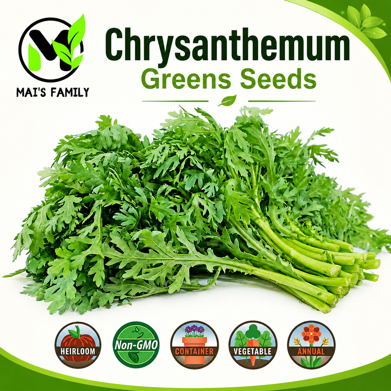 Chrysanthemum Greens Seeds Shungiku Tong Ho Tan O Cai Cuc Non-GMO Asian Green
