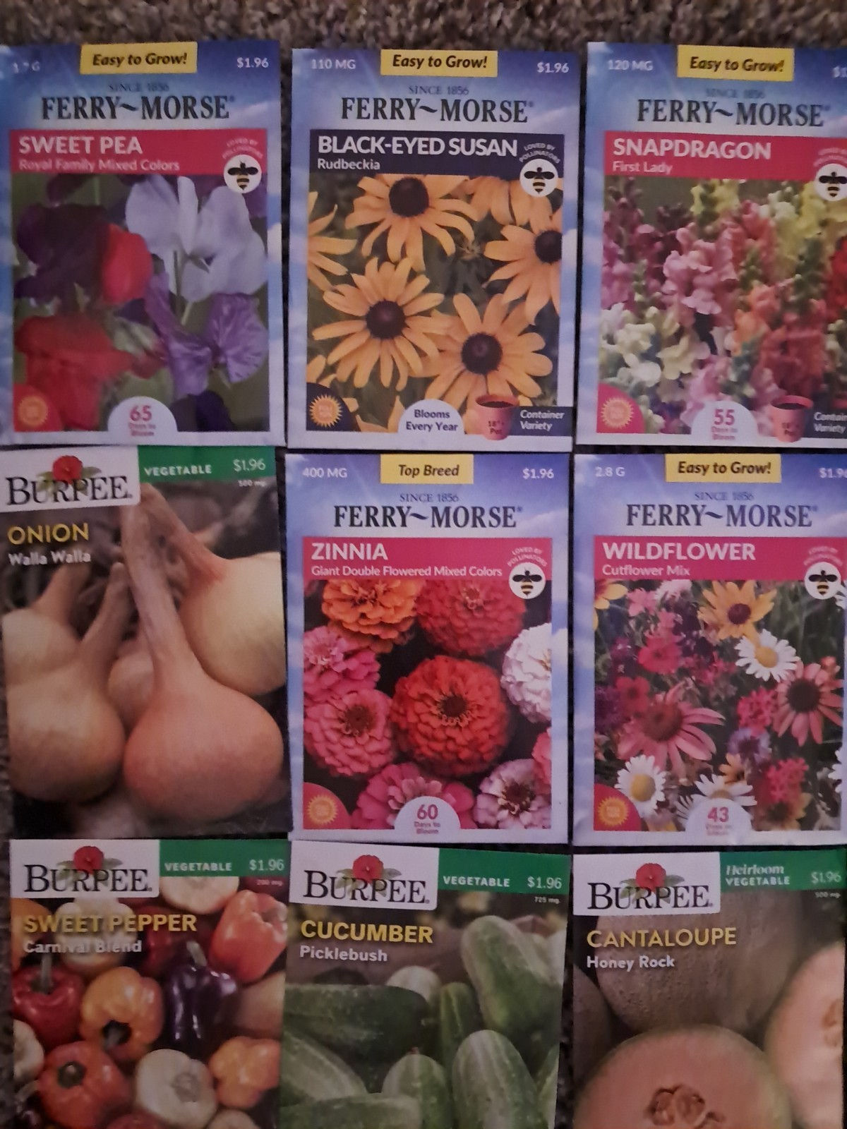 Seeds for planting fruits,vegetables,garden crops, and flowers. 23 seed packets.