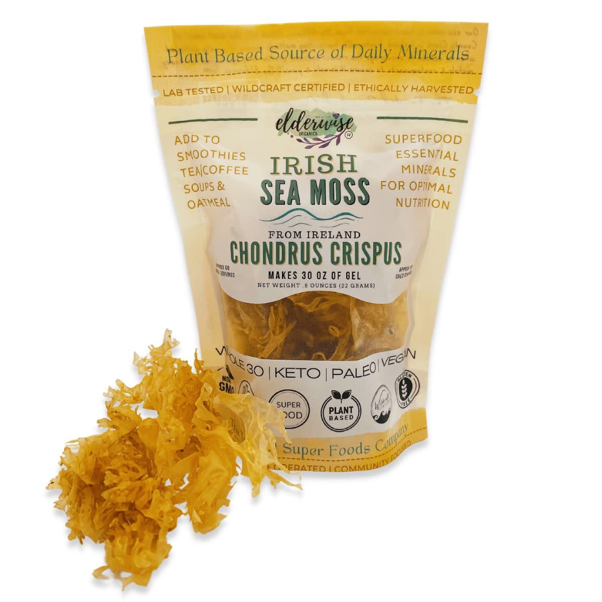 IRISH Sea Moss from Ireland | WILDCRAFTED | Chondrus 1.23 Ounces (Pack of 1)