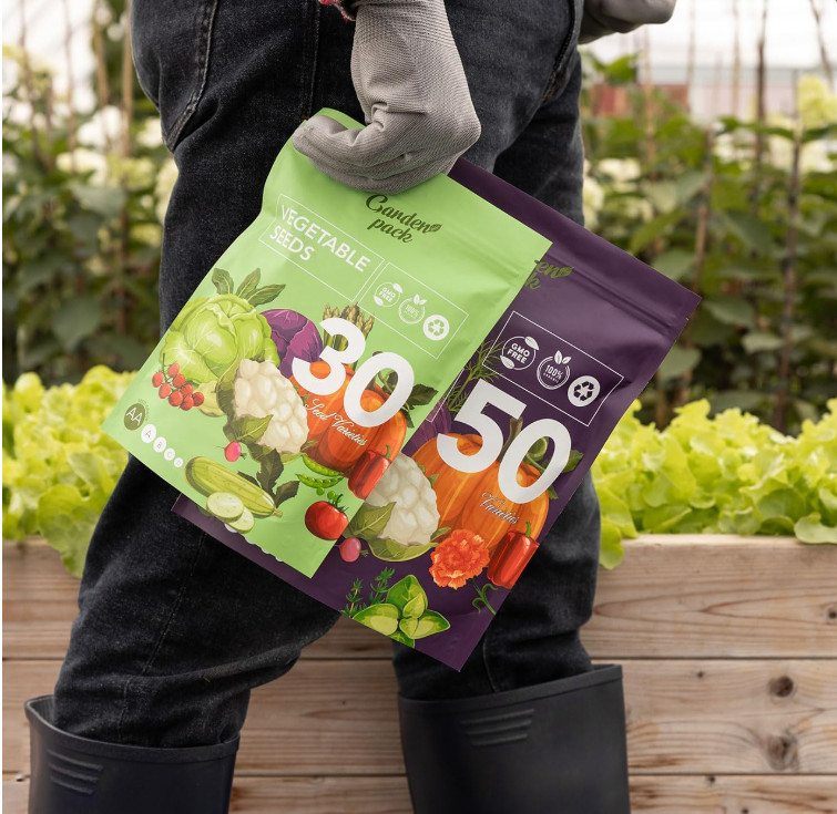 Garden Seeds Pack – 50 Varieties of Herb, Flower & Vegetable, 25,000 Non-GMO