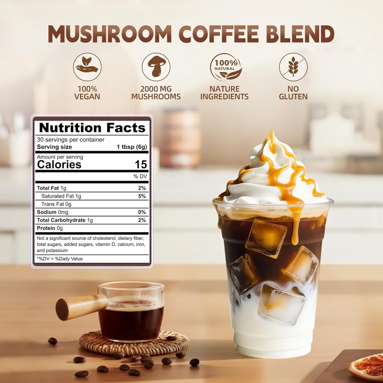 Mushroom Coffee, 6 Organic Mushrooms with Lion’s Mane, Reishi, Cordyceps, Shitak